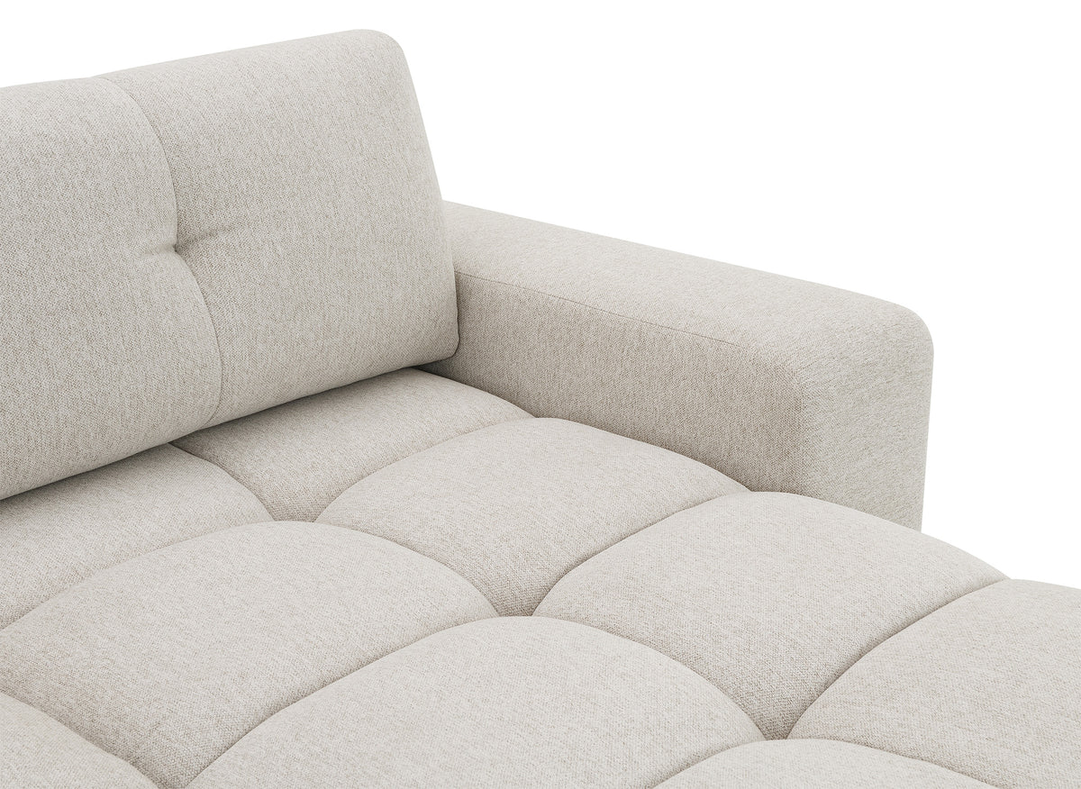 Sofá esquinero convertible con cómoda en tejido texturado beige ANGELINE - Ángulo recto