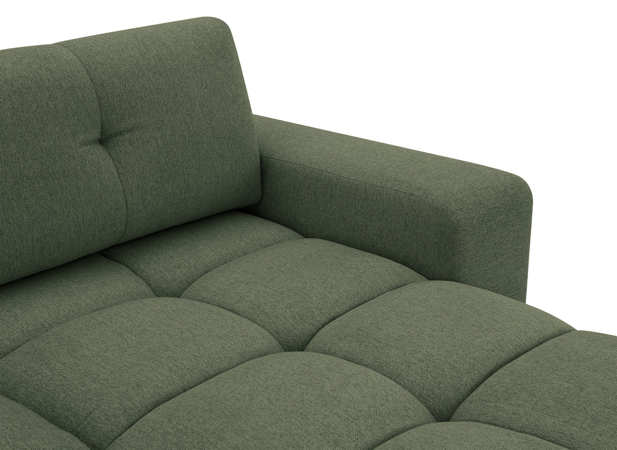 Sofá esquinero convertible con cómoda en tejido texturado verde oliva ANGELINE - Ángulo recto