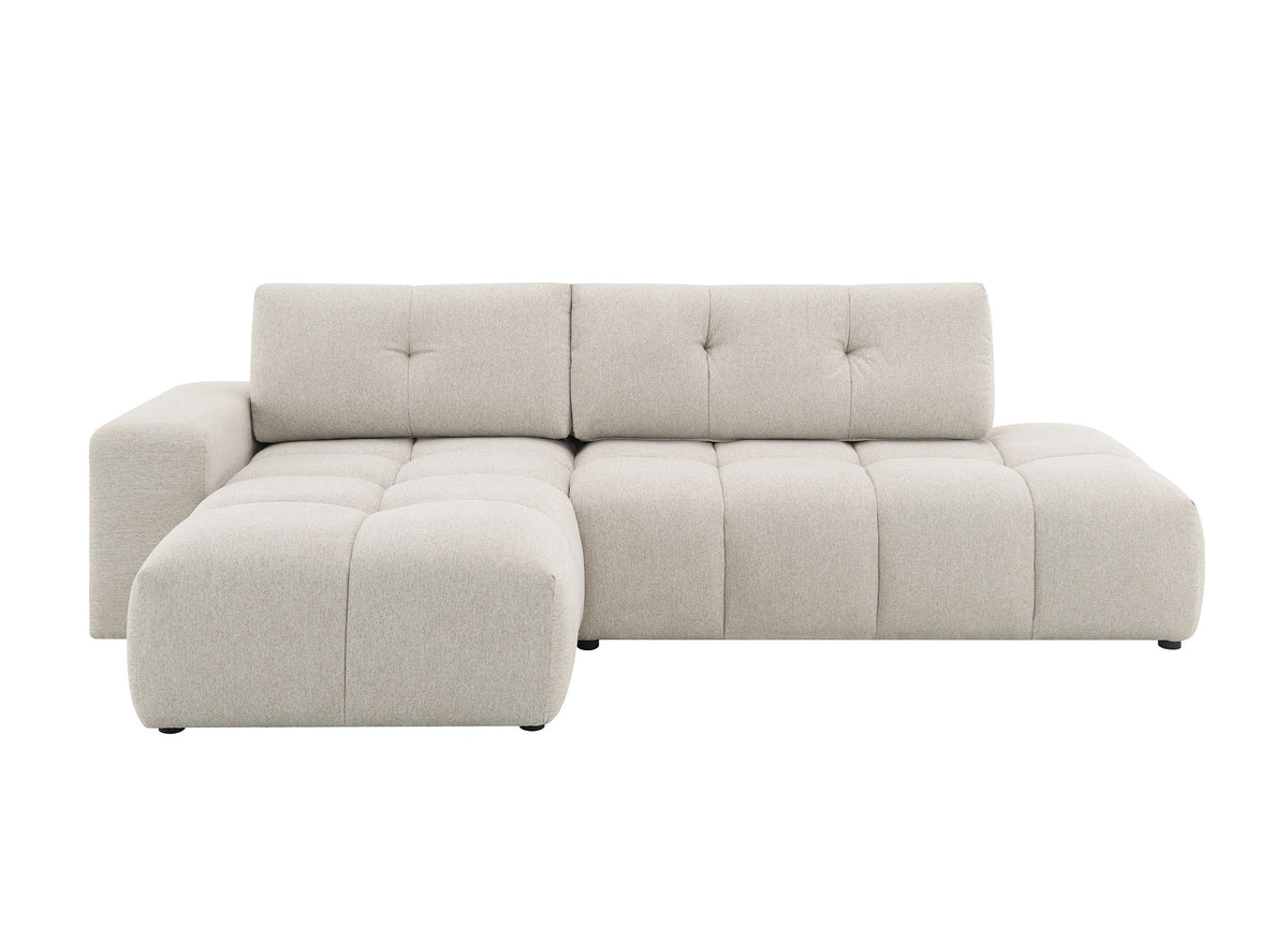 Sofá esquinero convertible con cómoda en tejido texturado beige ANGELINE - Esquina izquierda