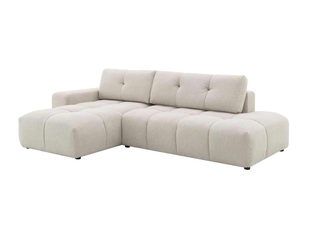 Sofá esquinero convertible con cómoda en tejido texturado beige ANGELINE - Esquina izquierda
