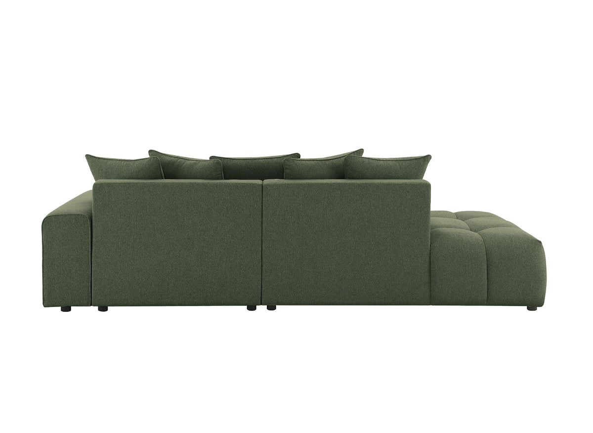 Sofá rinconero en tejido texturado verde oliva CLARISSE - Ángulo derecho