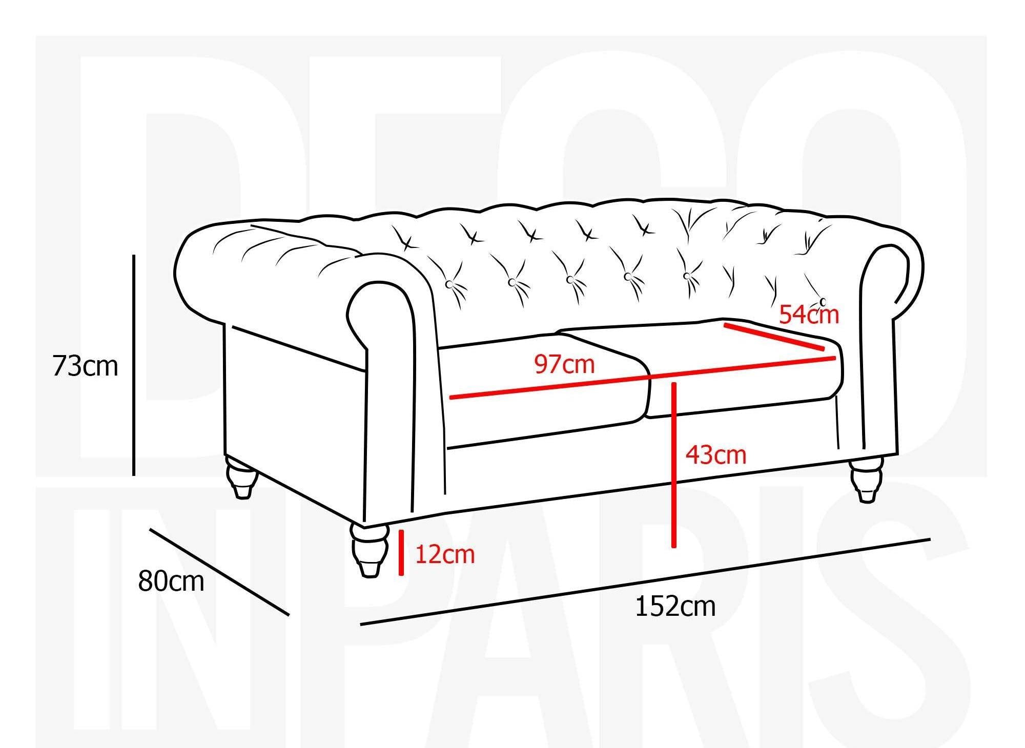 Sofá Chesterfield de terciopelo gris de 2 plazas
