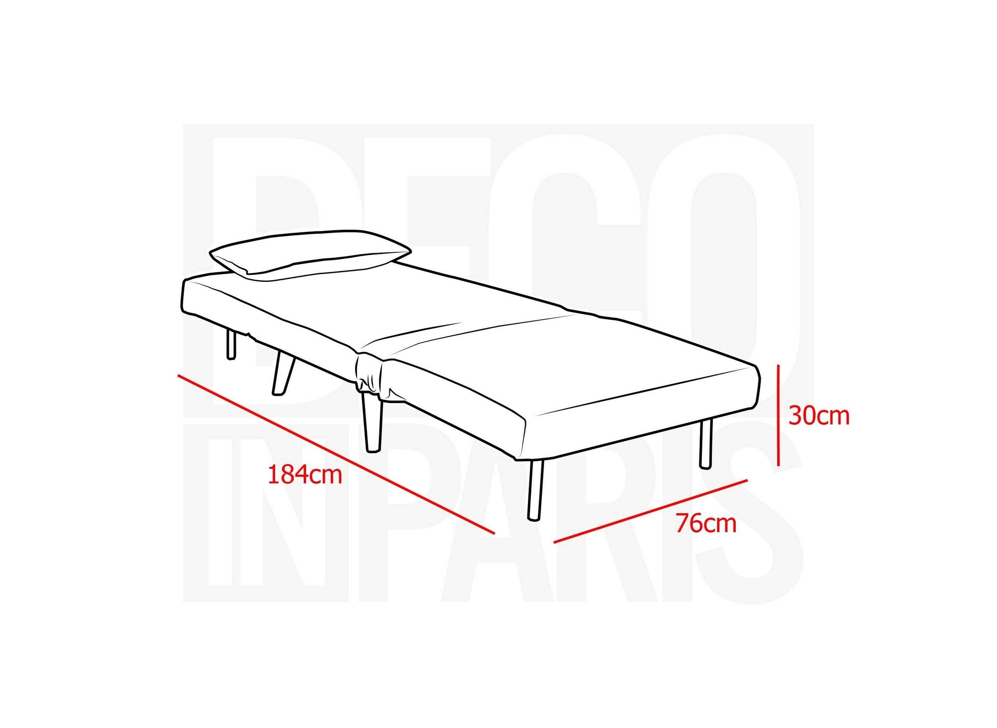 Sillón convertible TONKA en tela gris antracita