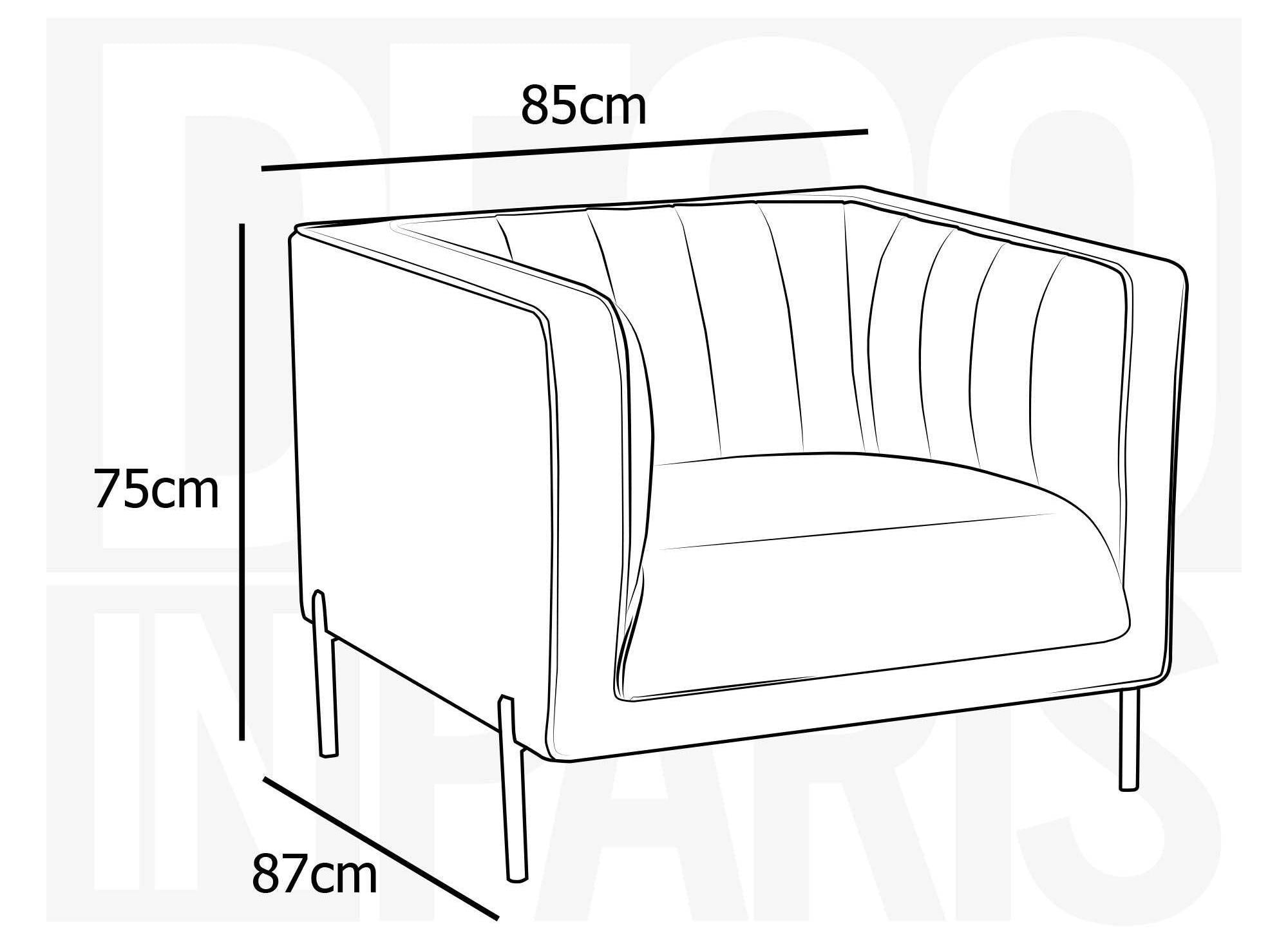 Sillón moderno ROBY en terciopelo azul con patas doradas