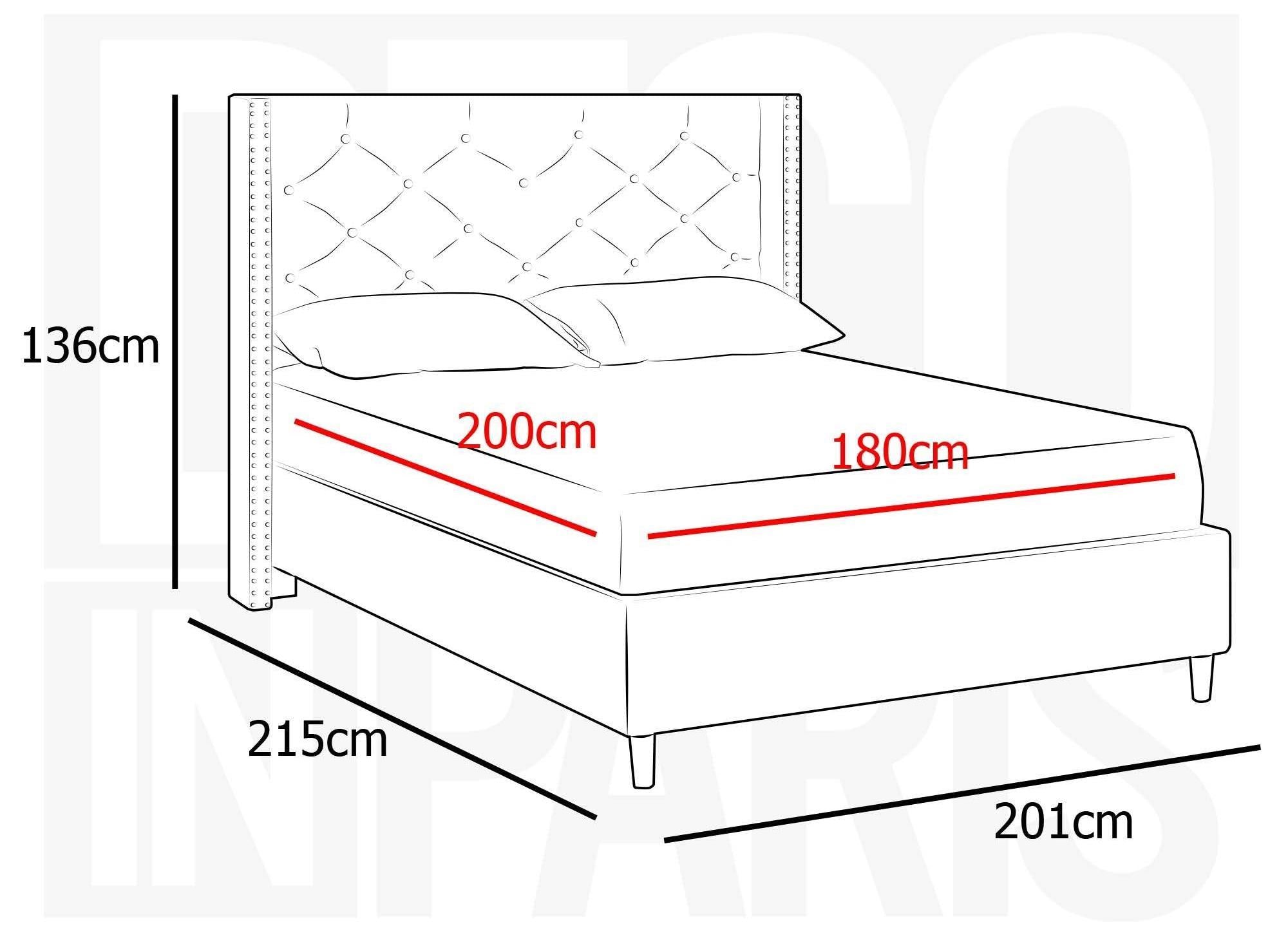 Cama doble tapizada MARGOT color beige, 180 x 200 cm