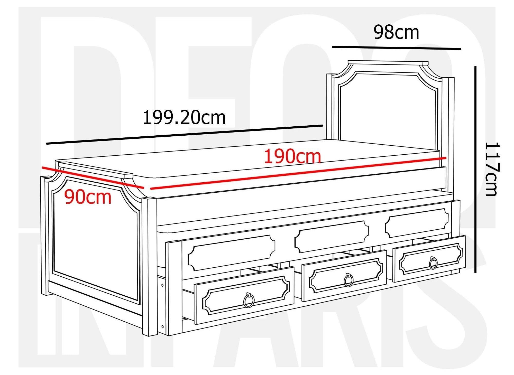 Cama nido PAULINE con cajones en madera gris, 90 x 190 cm
