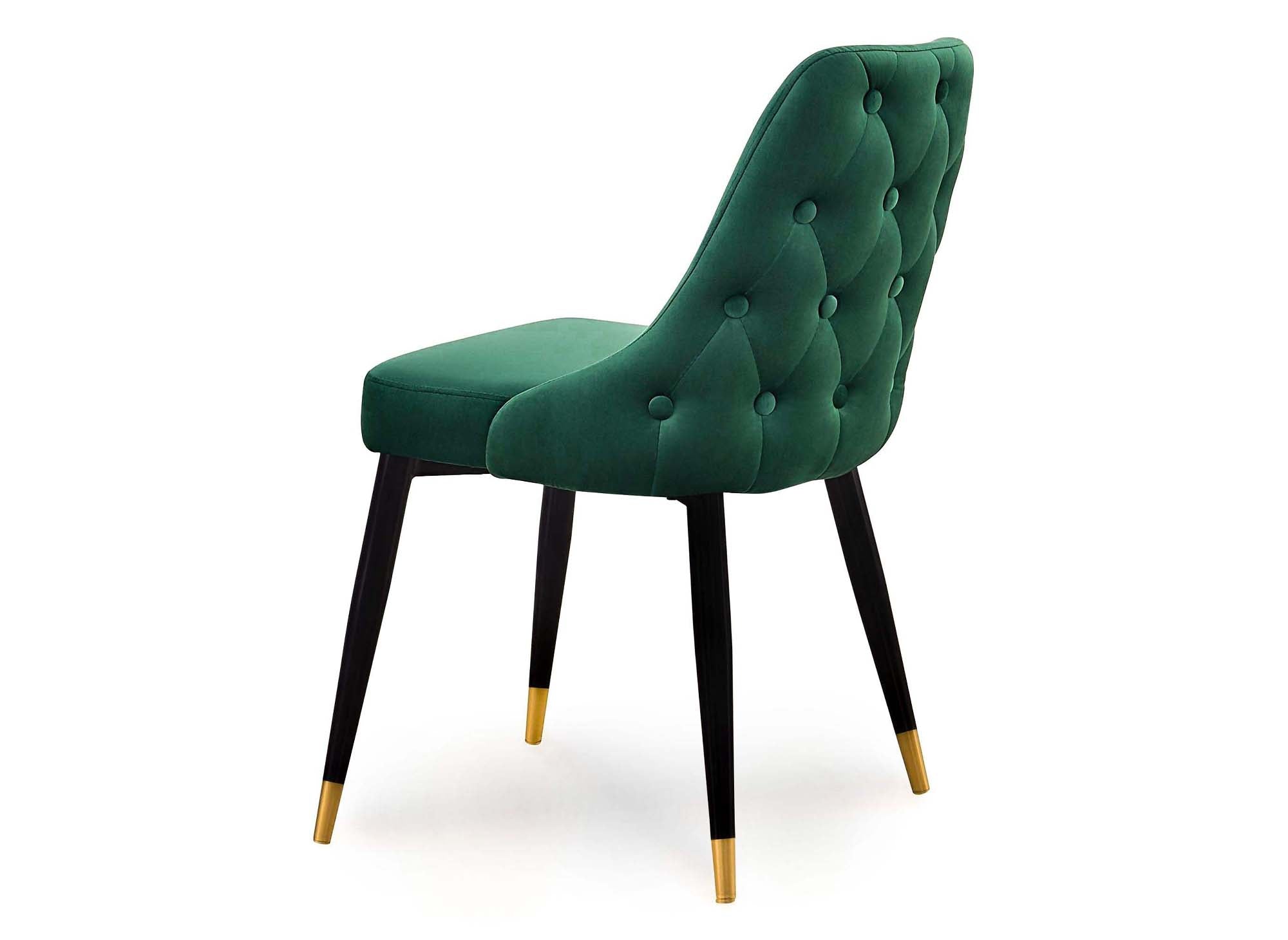 Juego de 2 sillas DORINA tapizadas en terciopelo verde
