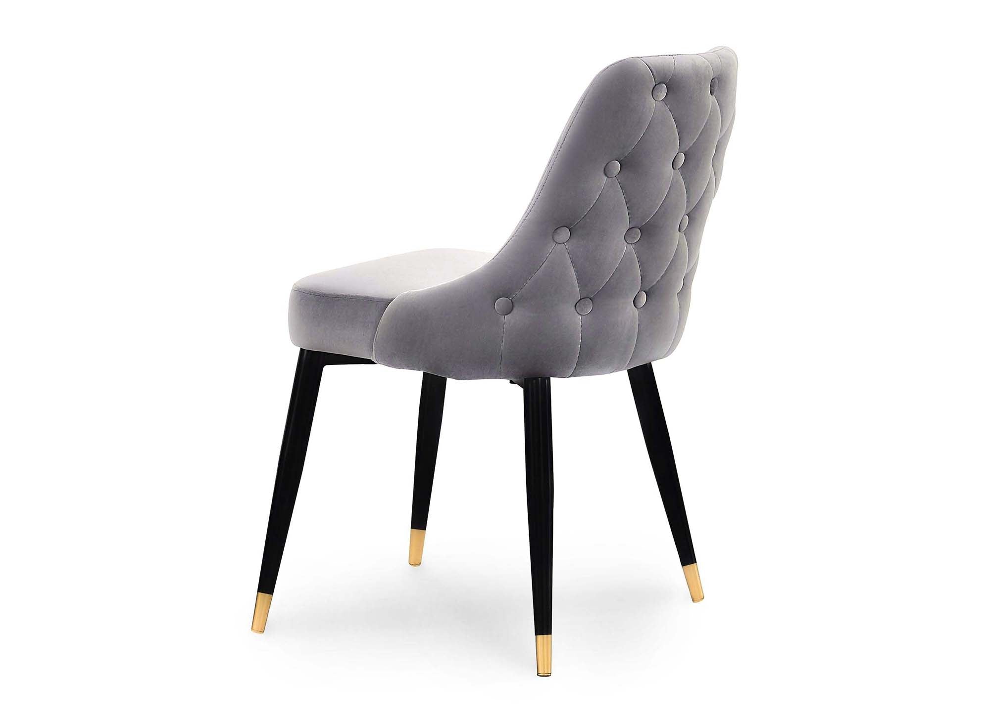 Juego de 2 sillas DORINA tapizadas en terciopelo gris