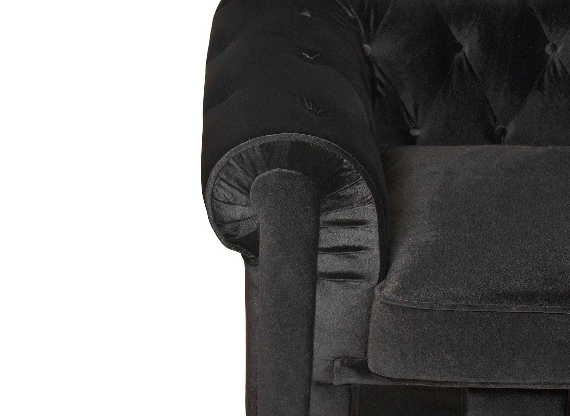 Sofá Chesterfield de 3 plazas en terciopelo negro