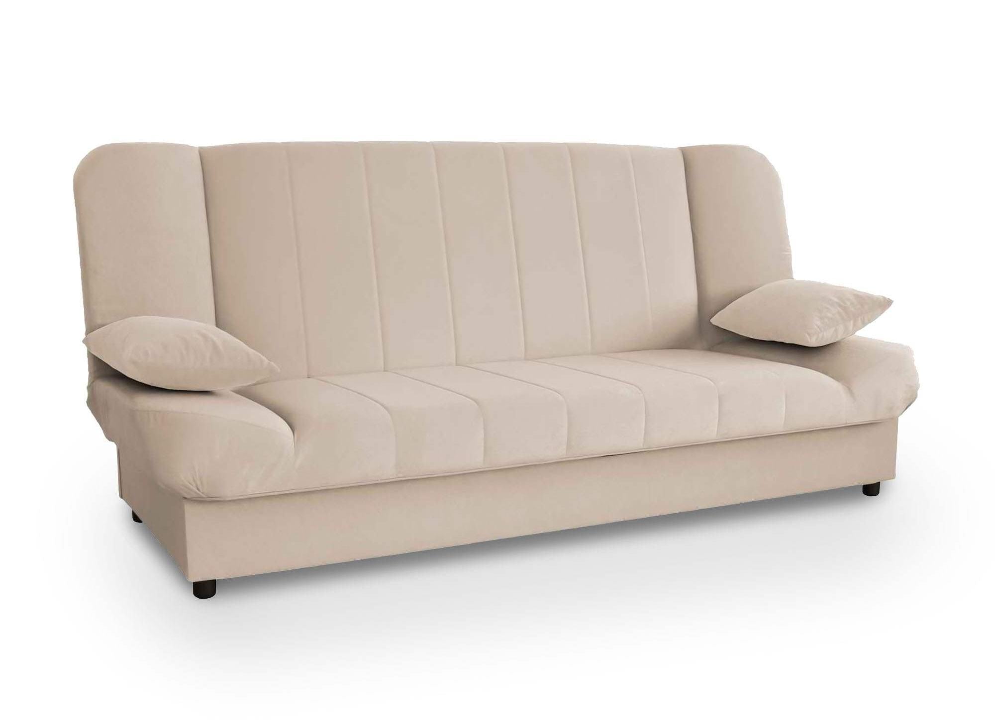 Sofá cama convertible KOTI beige con mecanismo clic-clac
