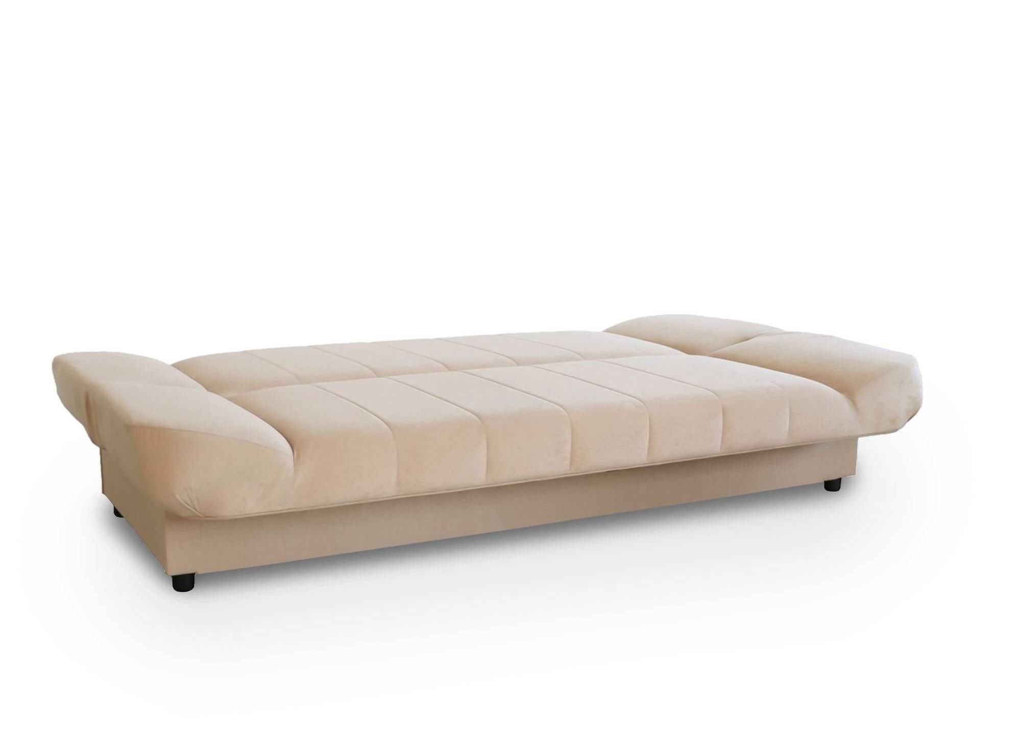 Sofá cama convertible KOTI beige con mecanismo clic-clac