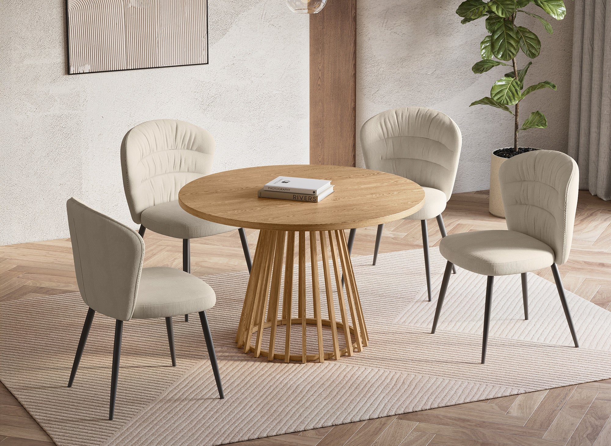 Mesa de comedor redonda HIBEA con patas de diseño