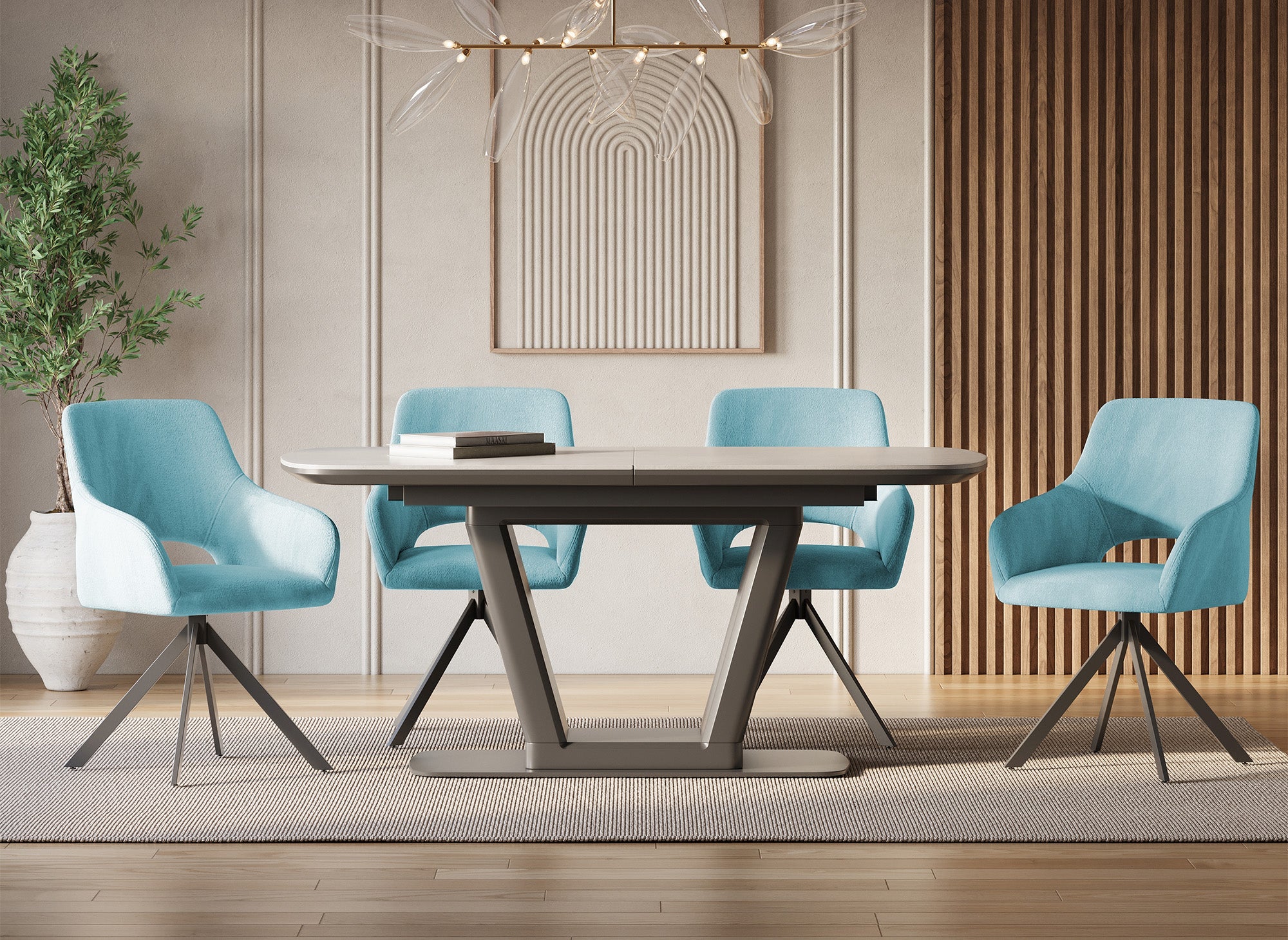 Juego de 2 sillones giratorios de diseño CIEL en terciopelo verde claro