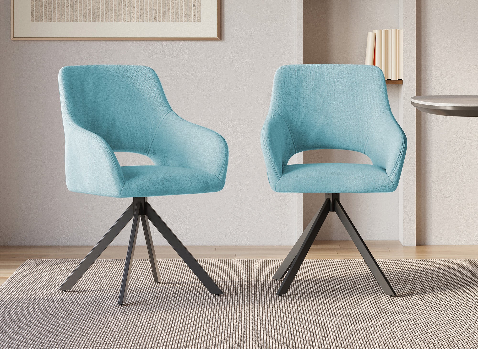 Juego de 2 sillones giratorios de diseño CIEL en terciopelo verde claro