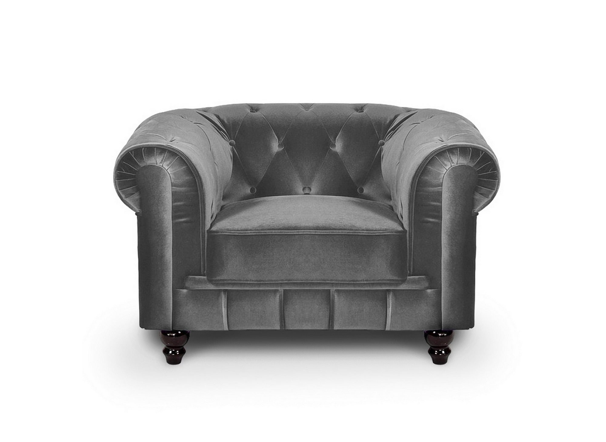 Sillón Chesterfield de terciopelo gris