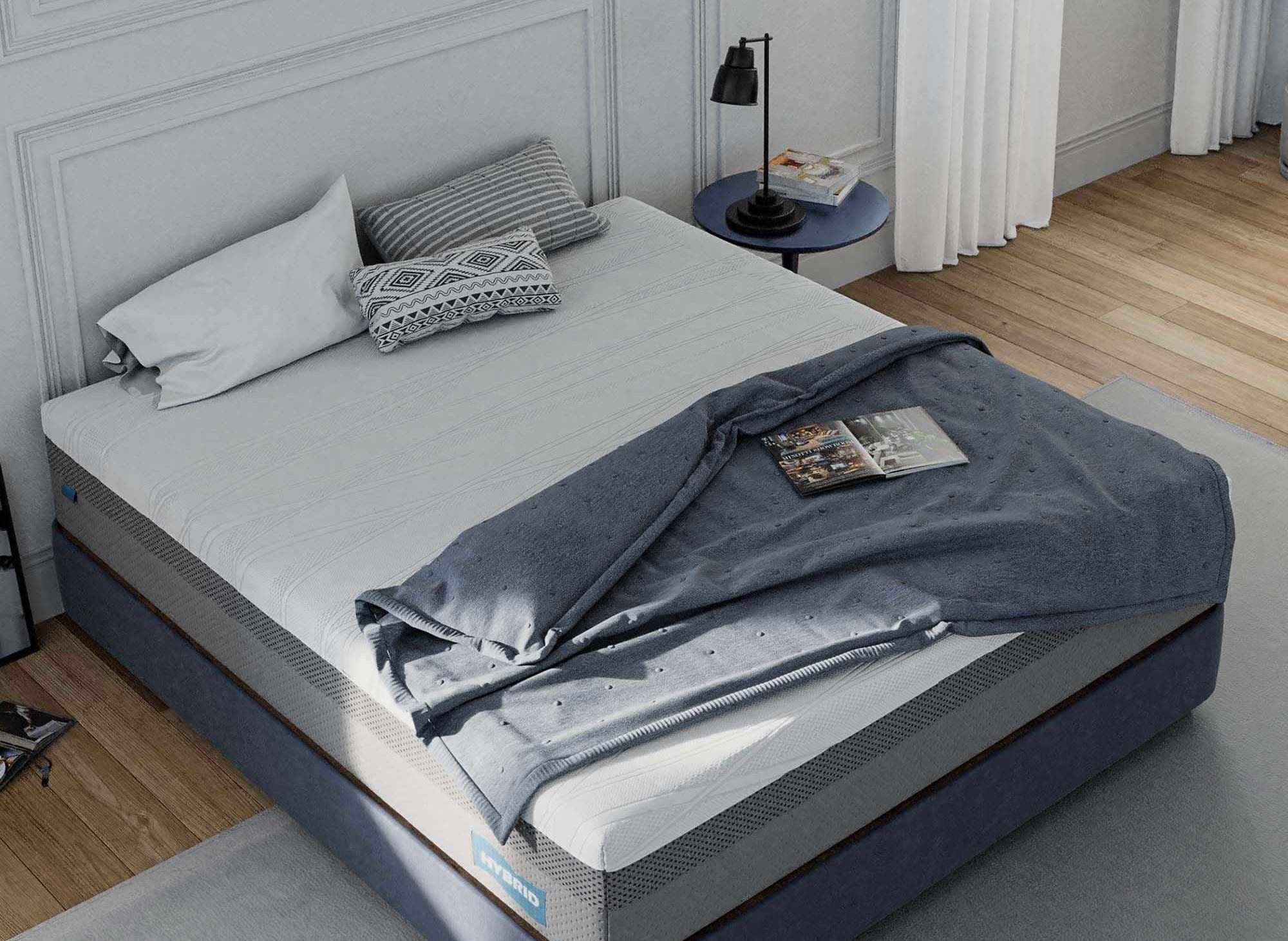 Colchón híbrido de 180 x 200 cm con muelles ensacados y viscoelástica, 26 cm de grosor.