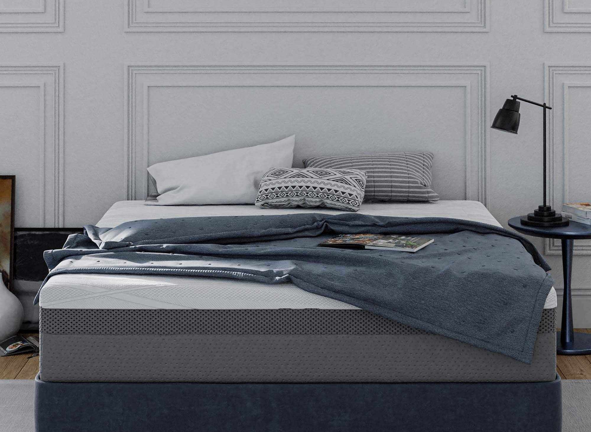 Colchón híbrido de 140 x 190 cm con muelles ensacados y viscoelástica, 26 cm de grosor.