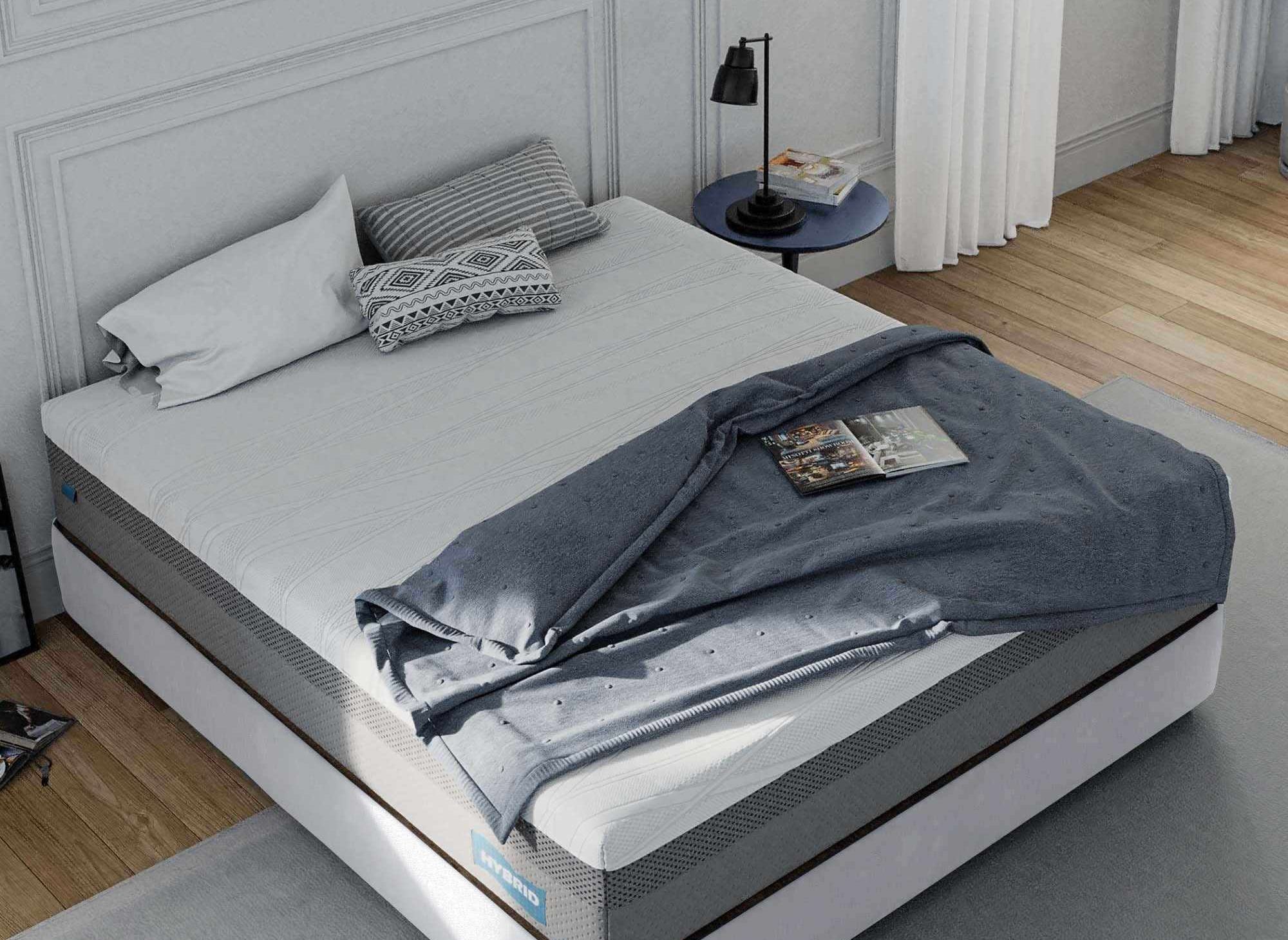 Colchón híbrido de 160 x 200 cm con muelles ensacados y viscoelástica, 26 cm de grosor.