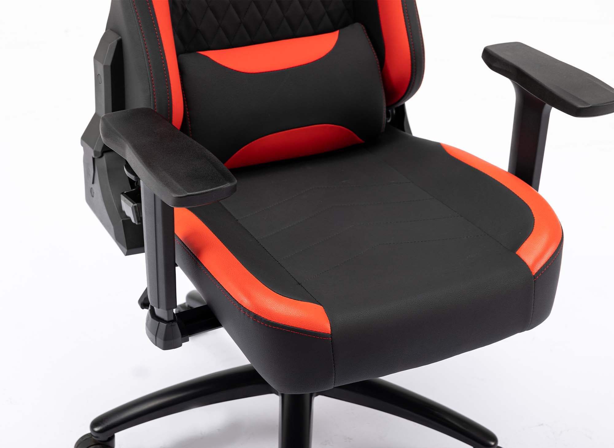 Silla de oficina gaming EVALD de piel sintética negra y roja