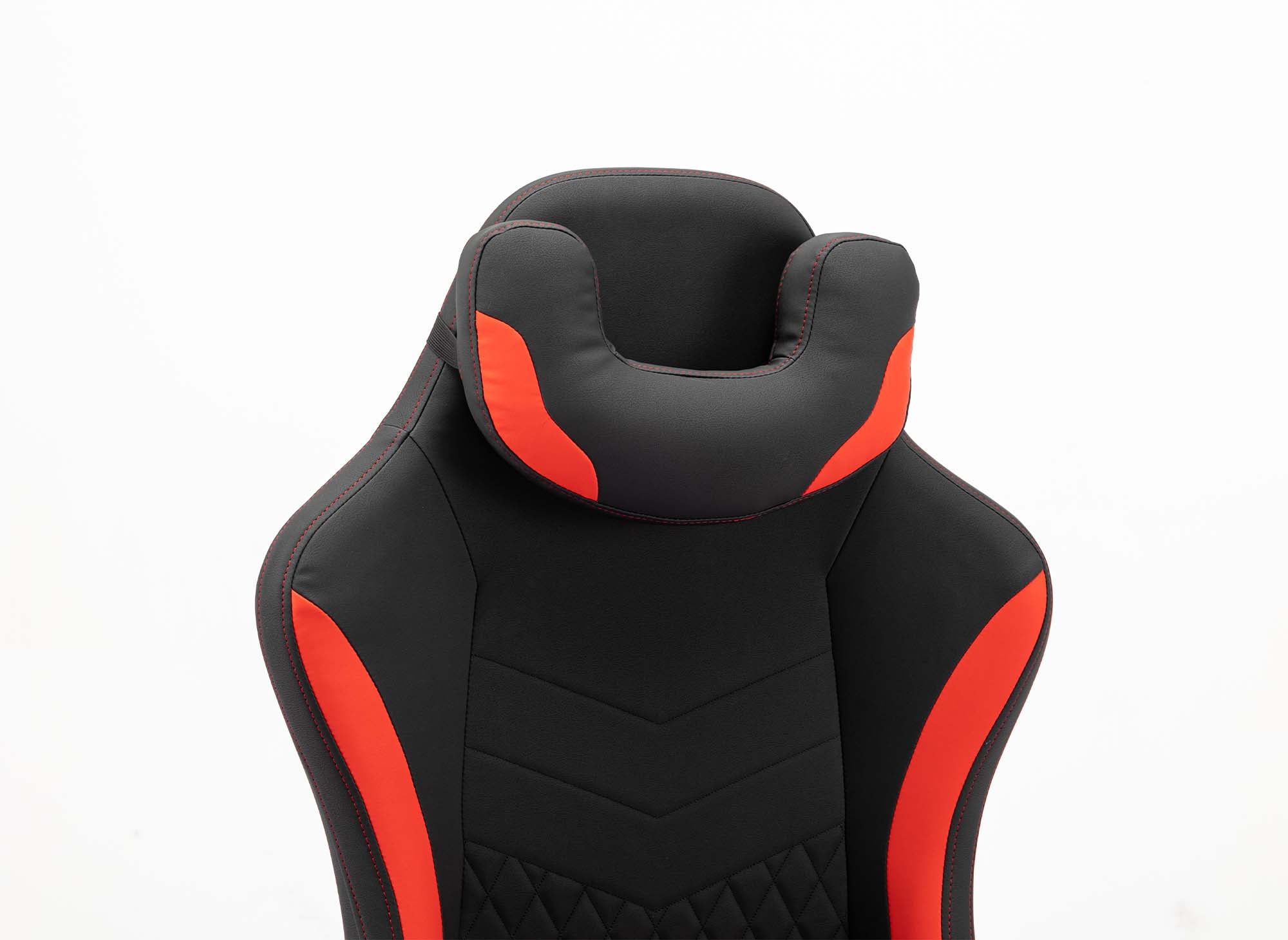 Silla de oficina gaming EVALD de piel sintética negra y roja