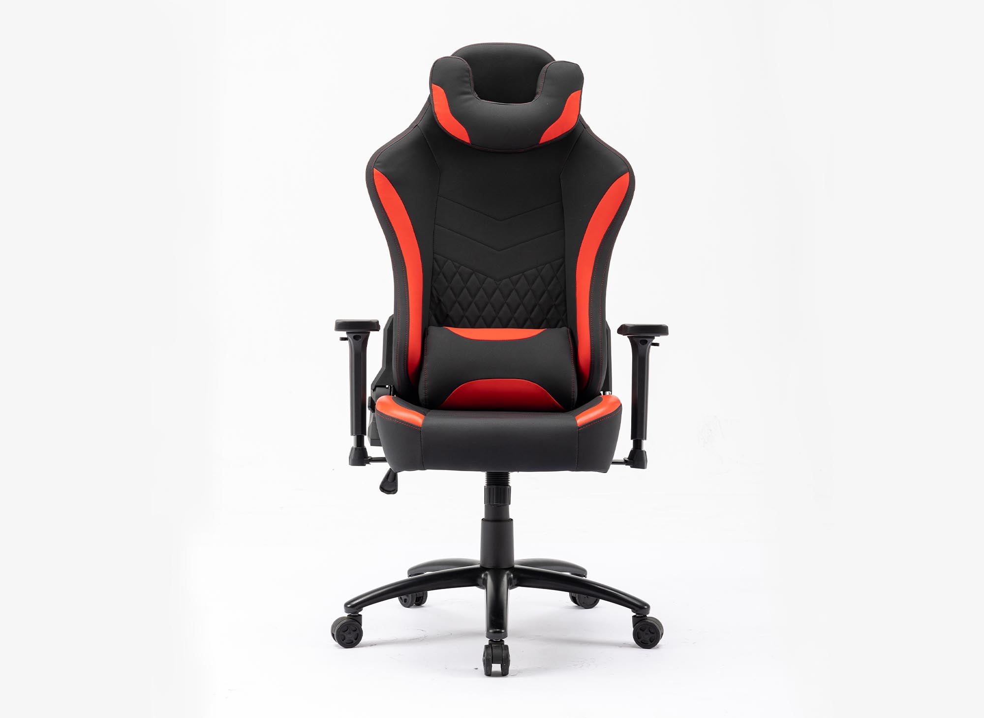 Silla de oficina gaming EVALD de piel sintética negra y roja