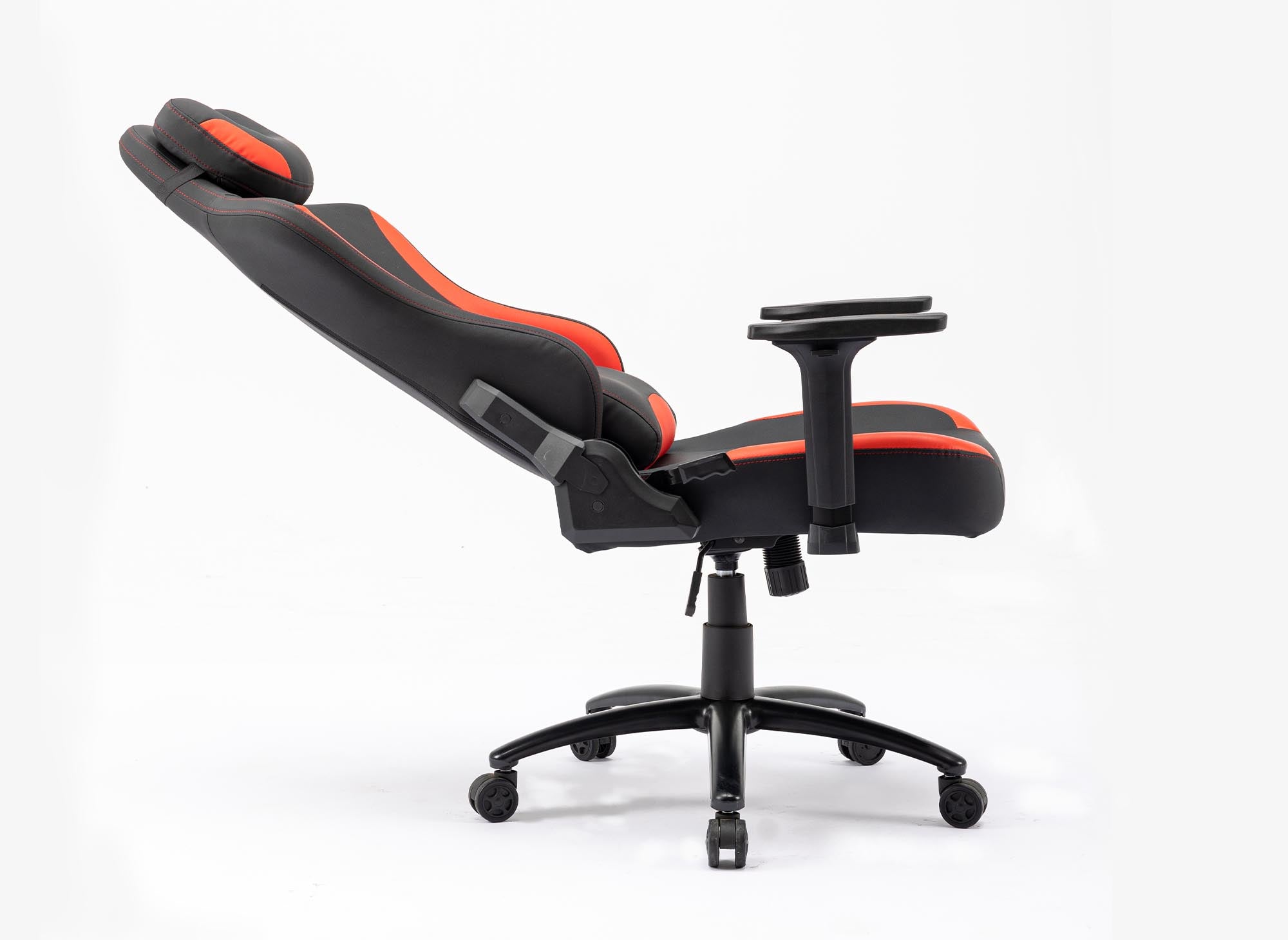 Silla de oficina gaming EVALD de piel sintética negra y roja