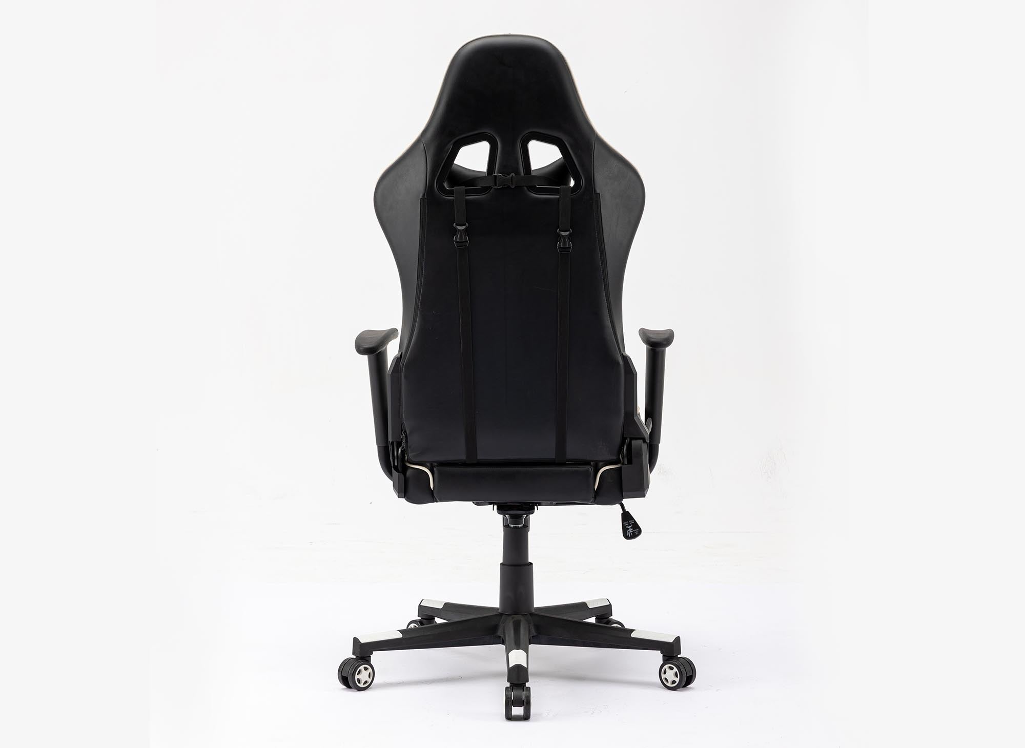 Silla gaming LYHAM de piel sintética blanca y negra