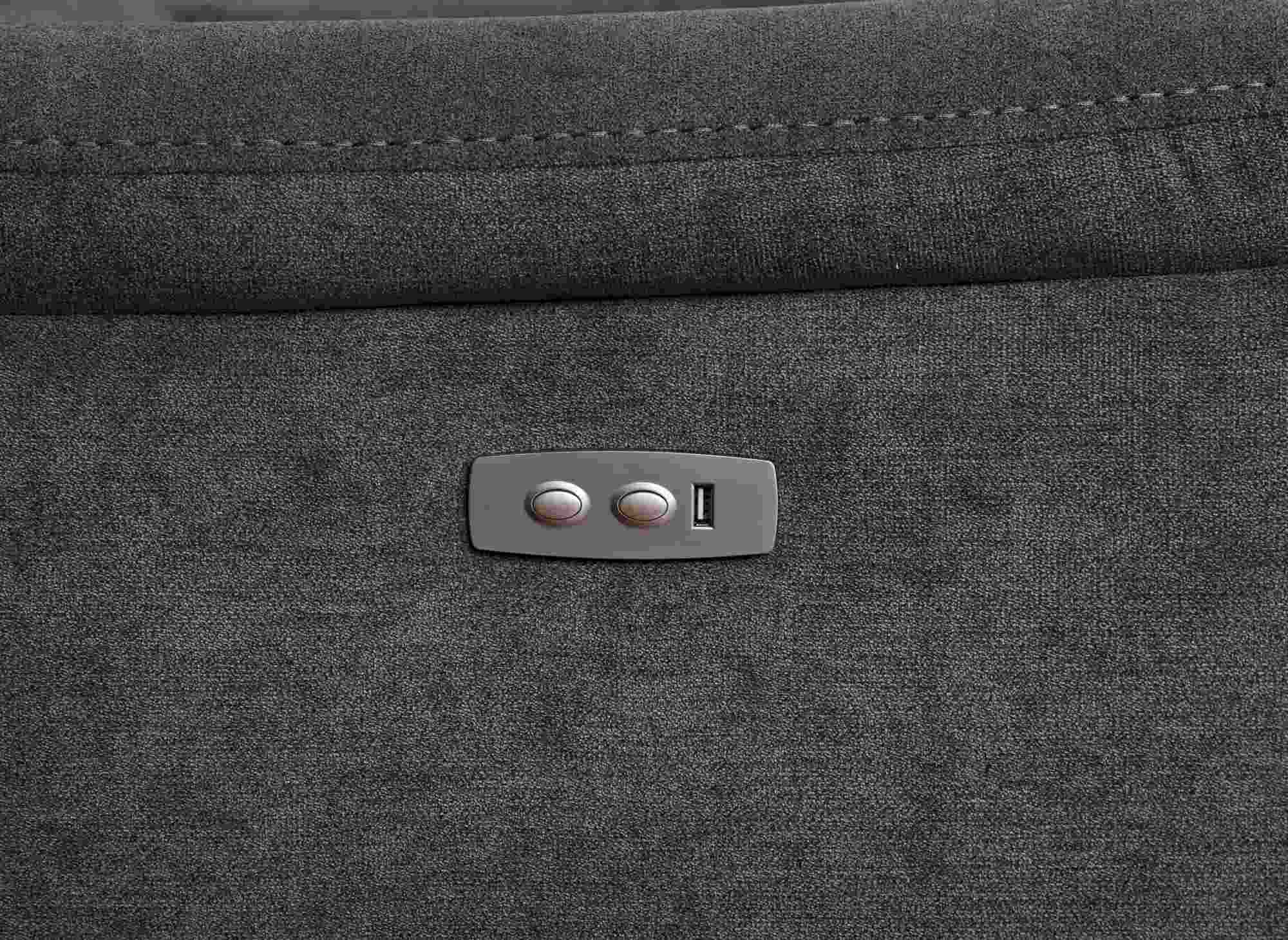 Sofá reclinable eléctrico de 3 plazas RICHARD en tela gris oscuro