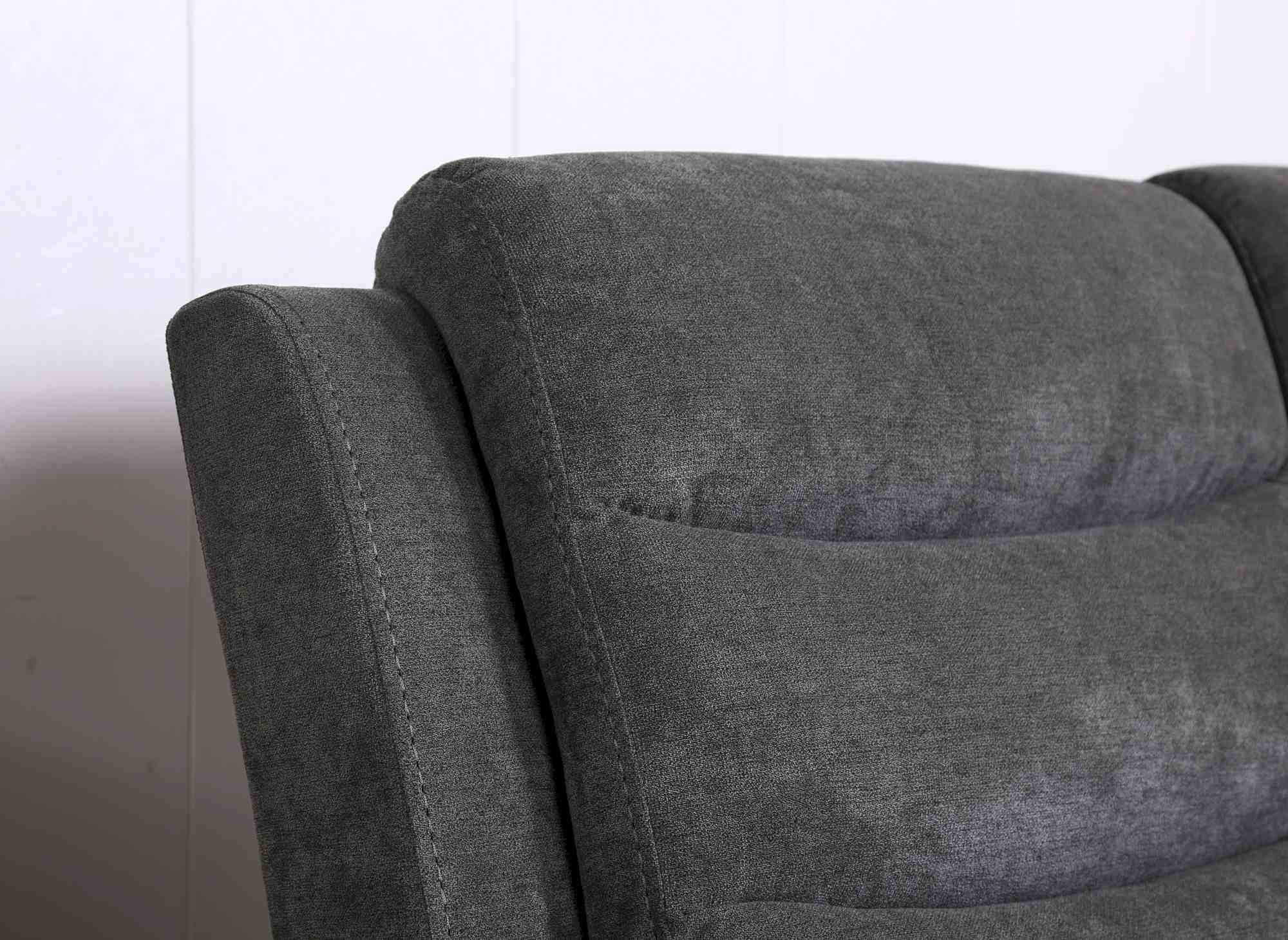 Sofá reclinable eléctrico de 3 plazas RICHARD en tela gris oscuro