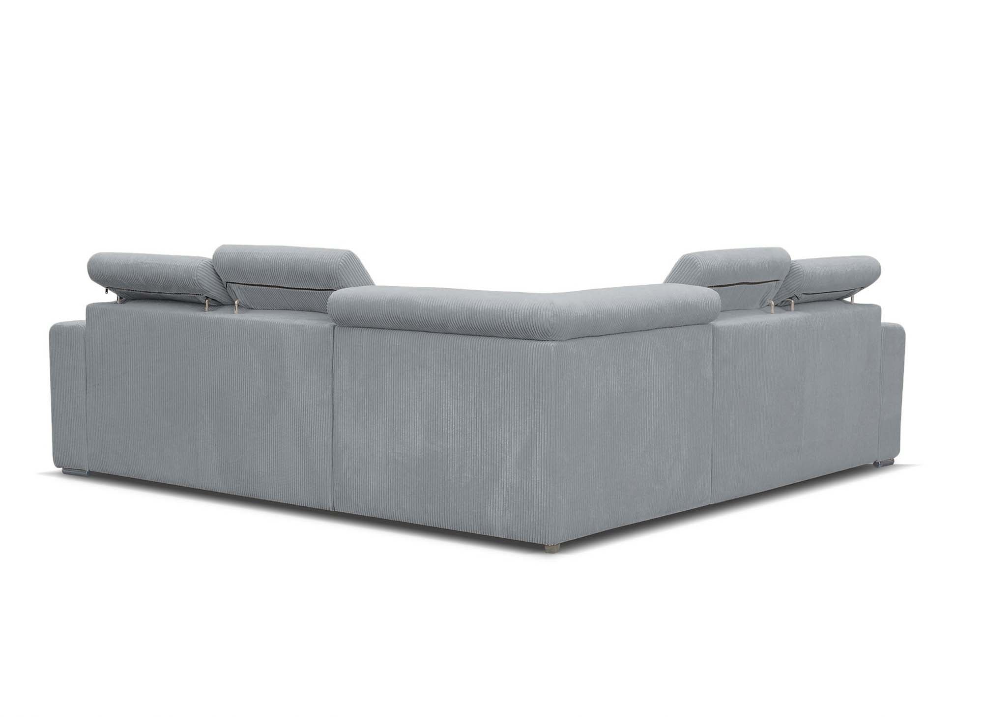 Sofá esquinero convertible y reversible MERYL en pana gris claro