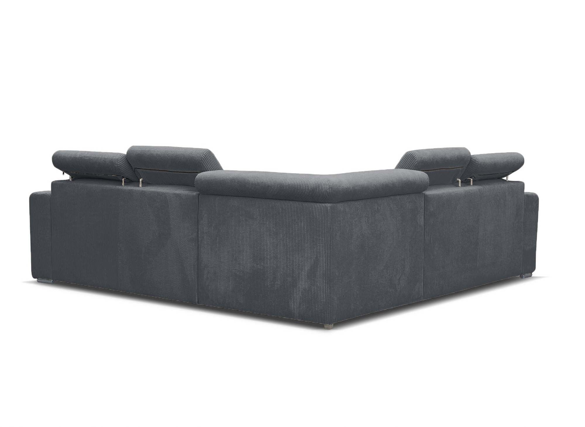 Sofá esquinero convertible y reversible MERYL en pana gris oscuro