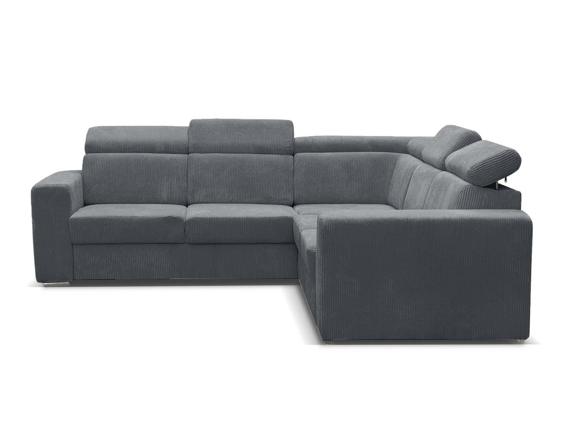 Sofá esquinero convertible y reversible MERYL en pana gris oscuro