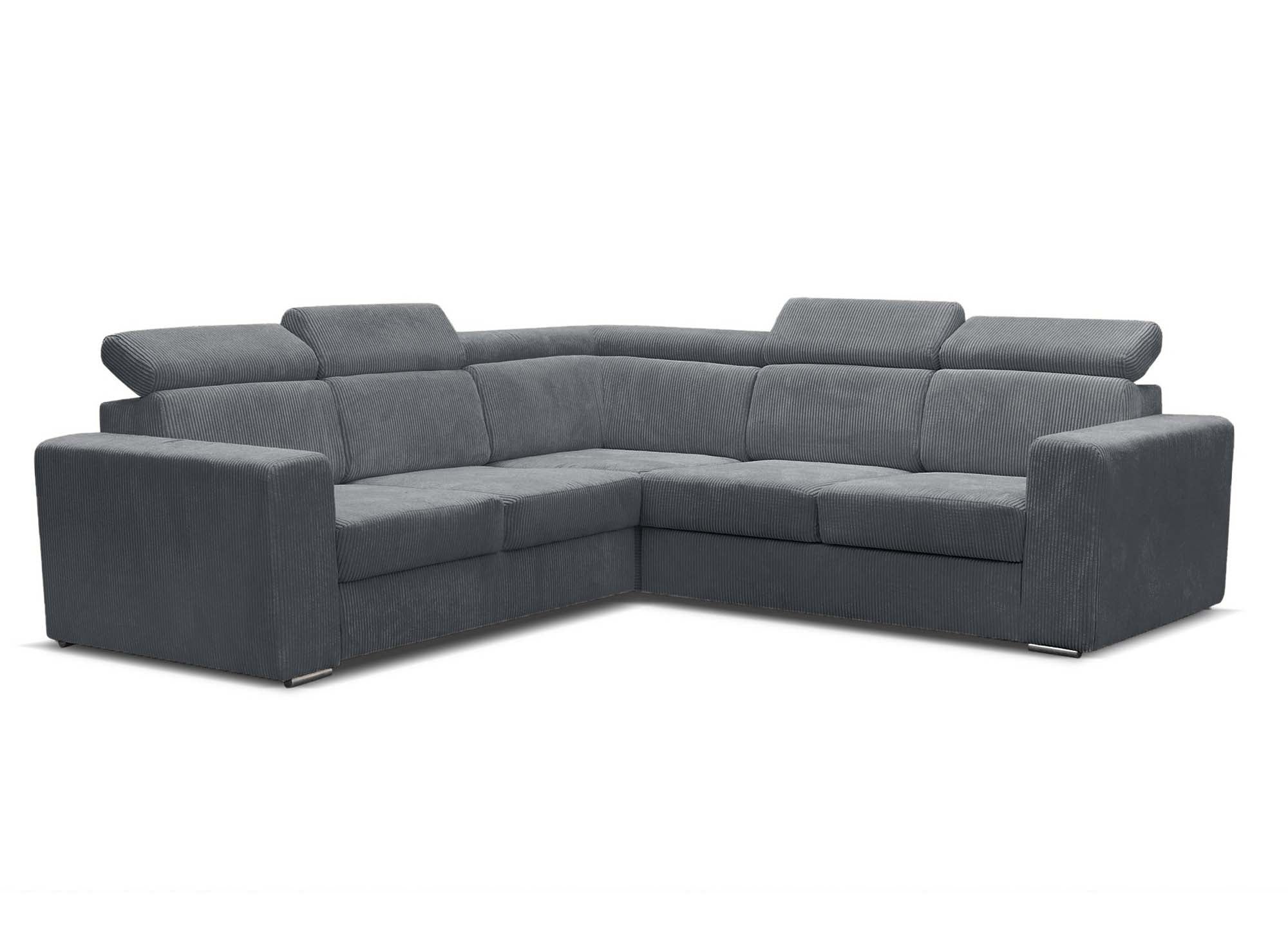 Sofá esquinero convertible y reversible MERYL en pana gris oscuro