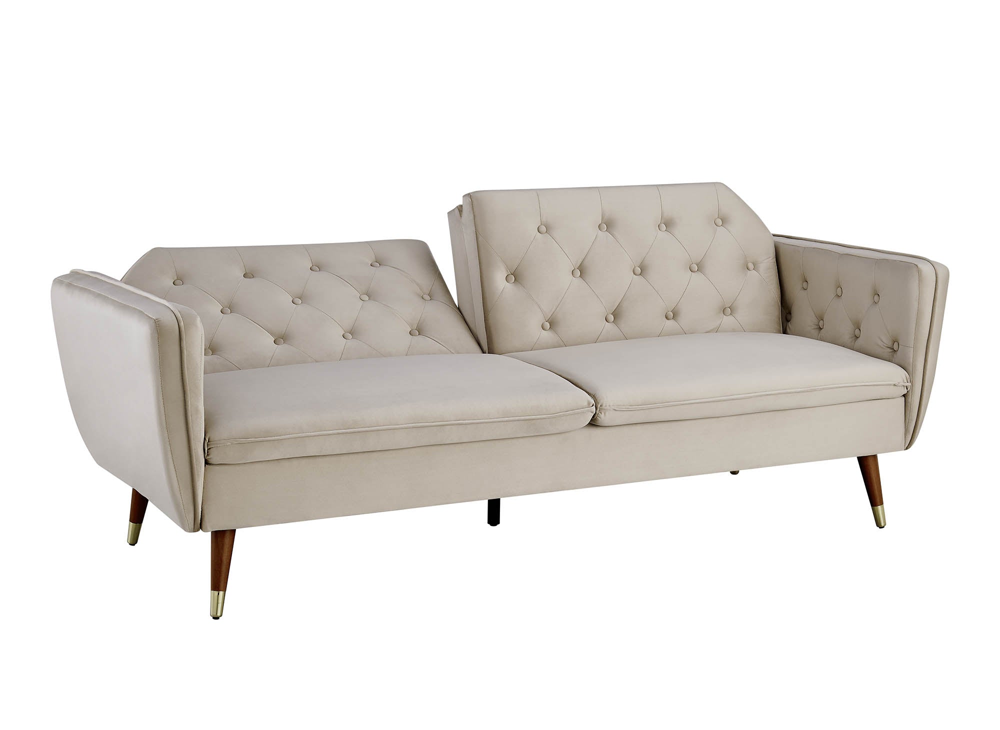 Sofá cama convertible ARIANE de 3 plazas en tela de terciopelo beige