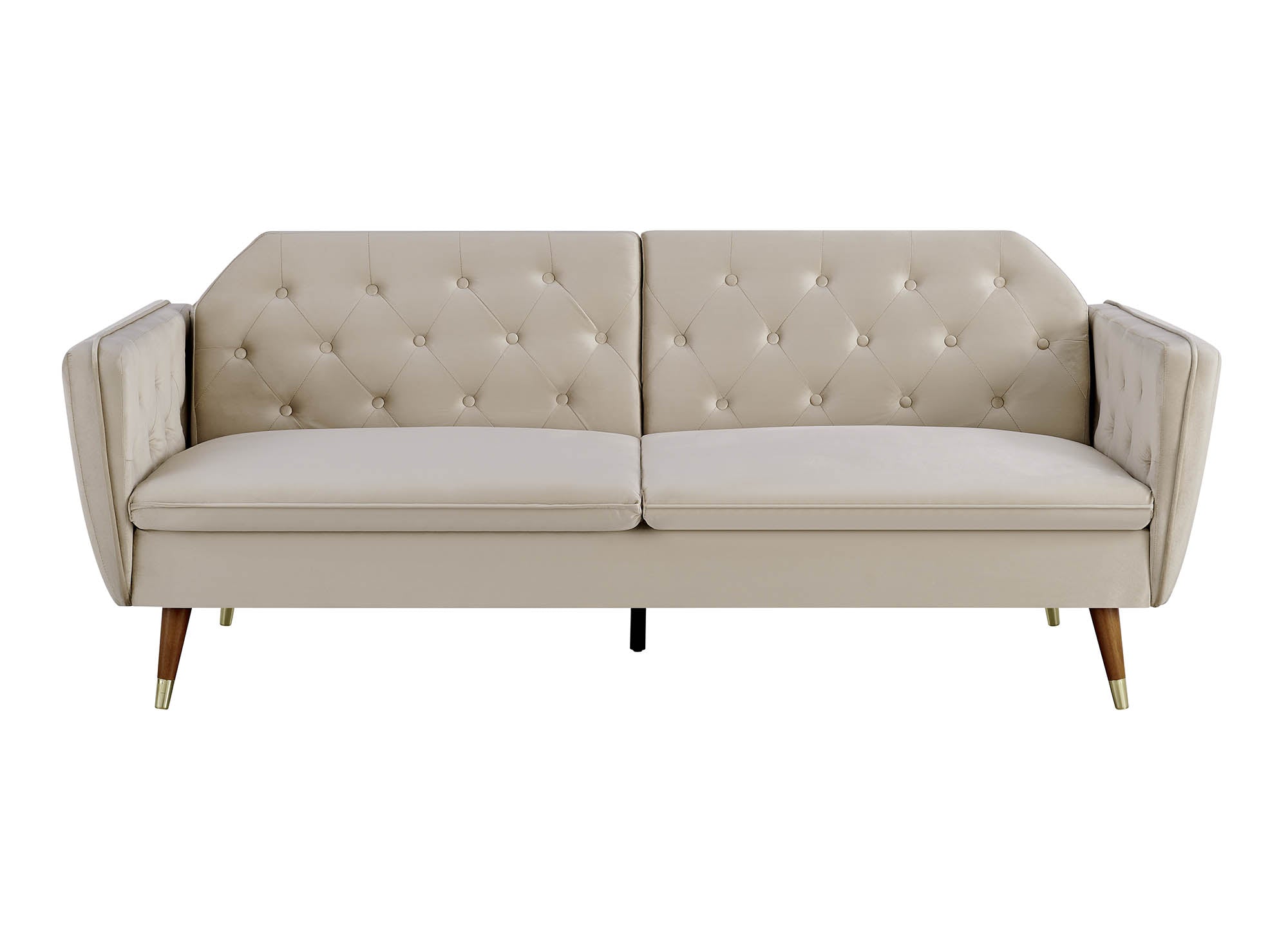 Sofá cama convertible ARIANE de 3 plazas en tela de terciopelo beige