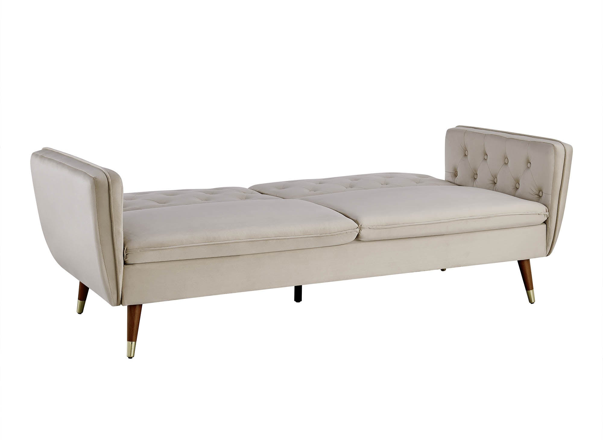 Sofá cama convertible ARIANE de 3 plazas en tela de terciopelo beige