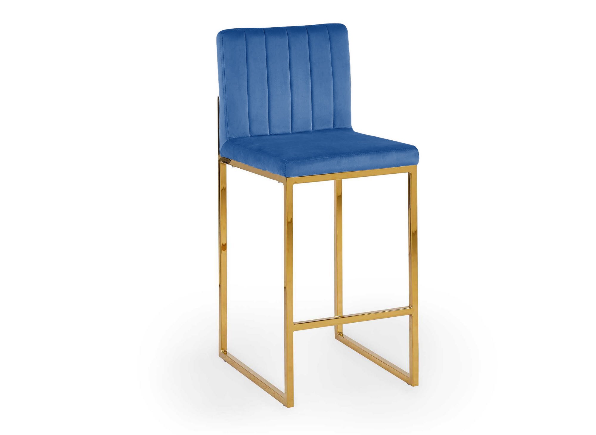 Juego de 2 taburetes de bar de diseño FRIDA en terciopelo azul