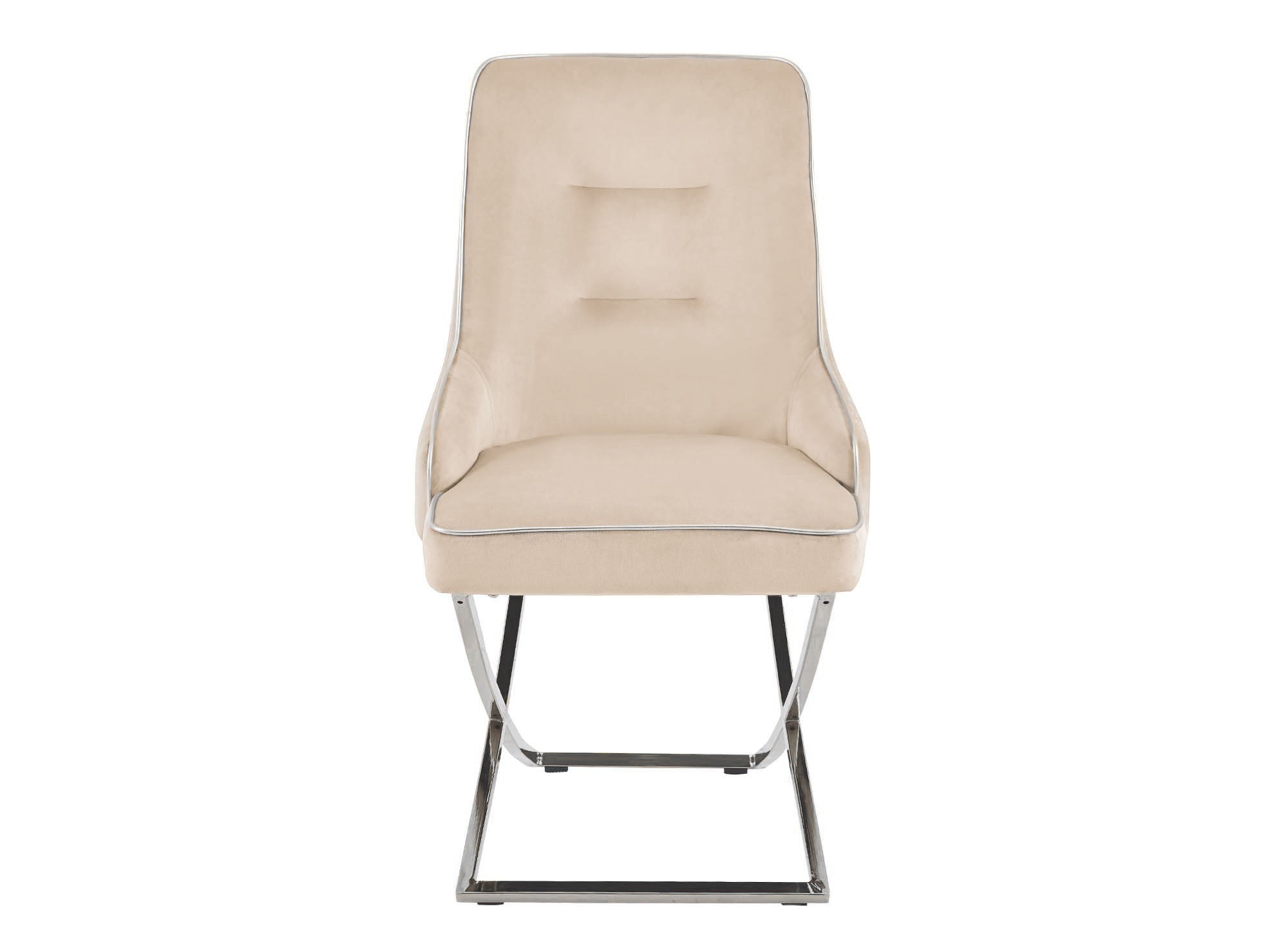 Juego de 2 sillas LEXA de terciopelo beige con patas de metal plateado