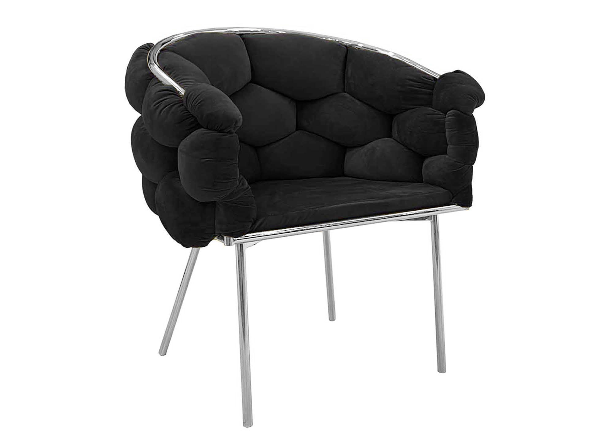 Juego de 2 sillas CHARLOTTE de terciopelo negro con patas de metal plateado