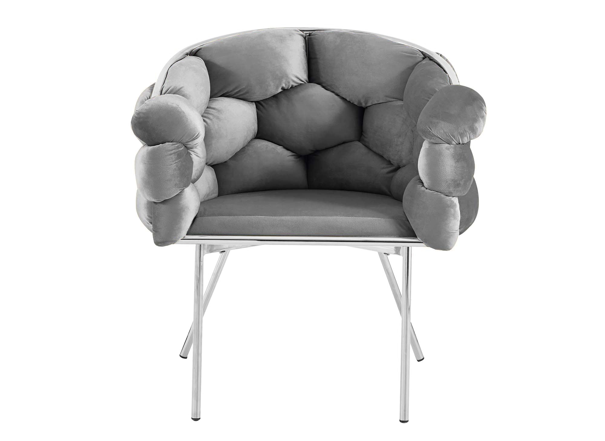 Juego de 2 sillas CHARLOTTE en terciopelo gris con patas de metal plateado