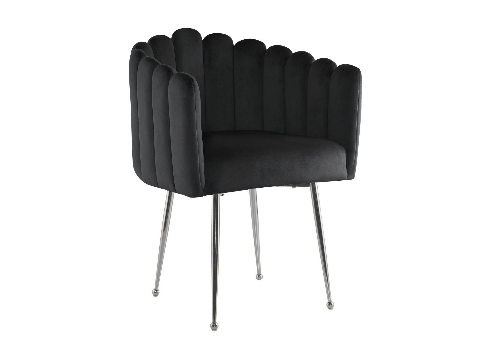Silla HAYDEN de terciopelo negro con patas de metal plateado