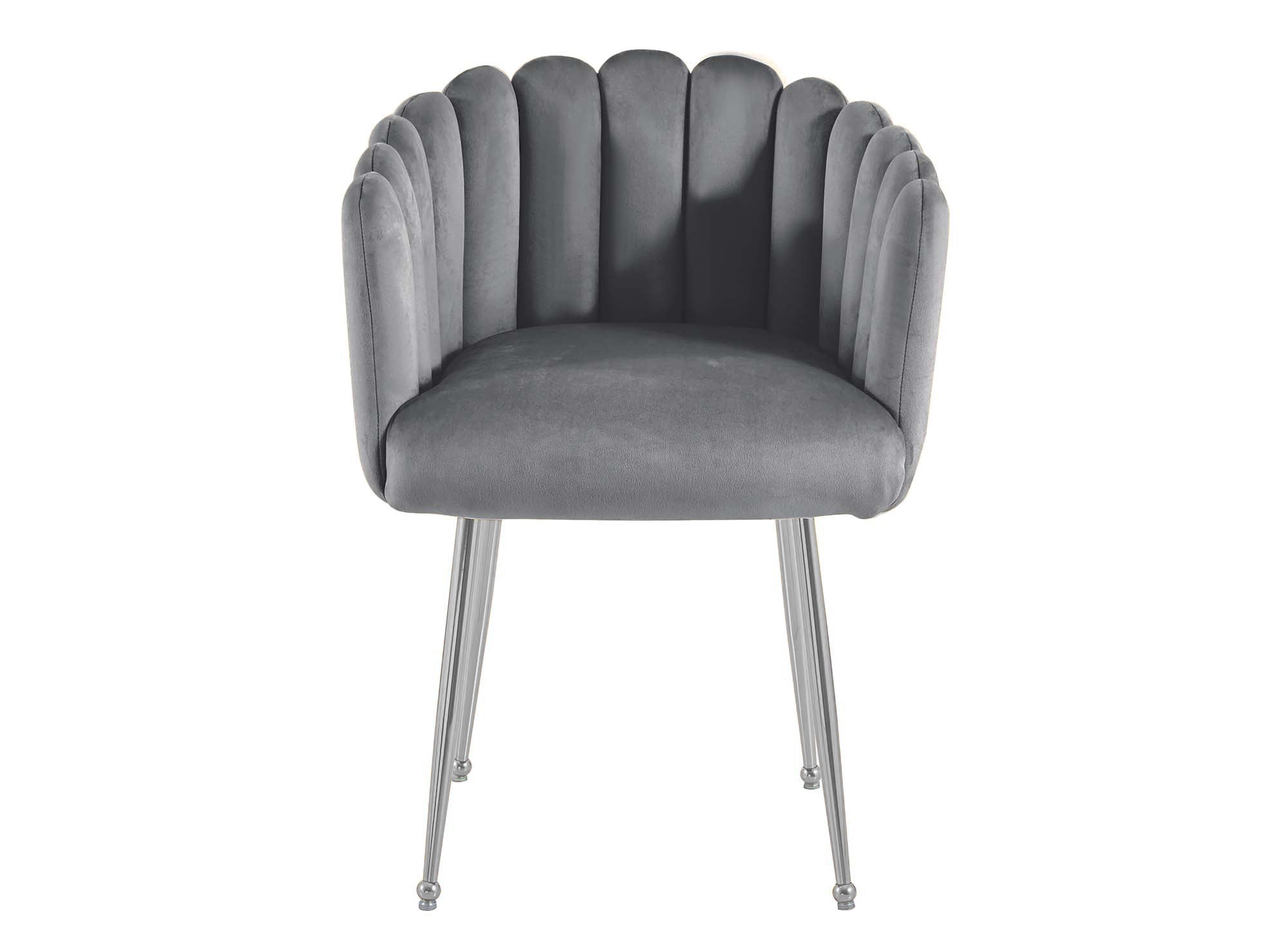Silla HAYDEN de terciopelo gris con patas de metal plateado