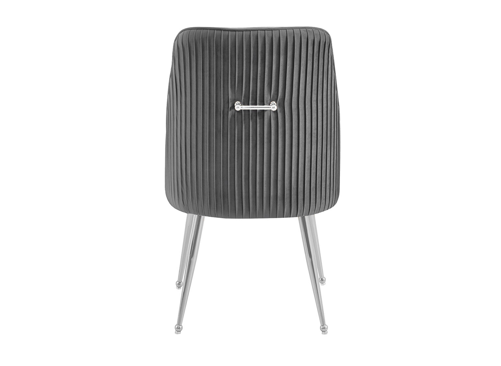 Juego de 2 sillas DORY en terciopelo gris con patas de metal plateado