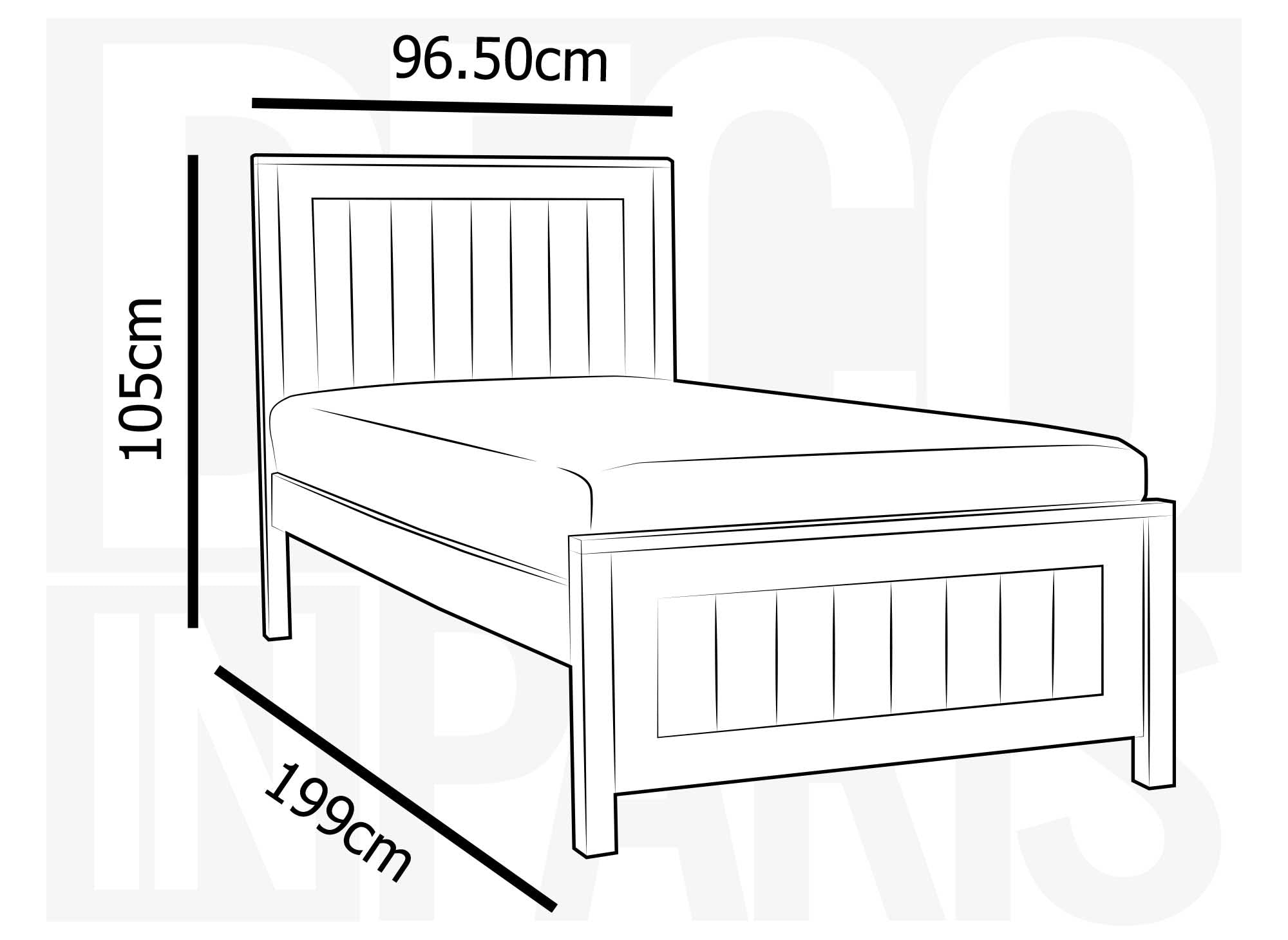 Cama individual Kenny de madera blanca, 90x190 cm