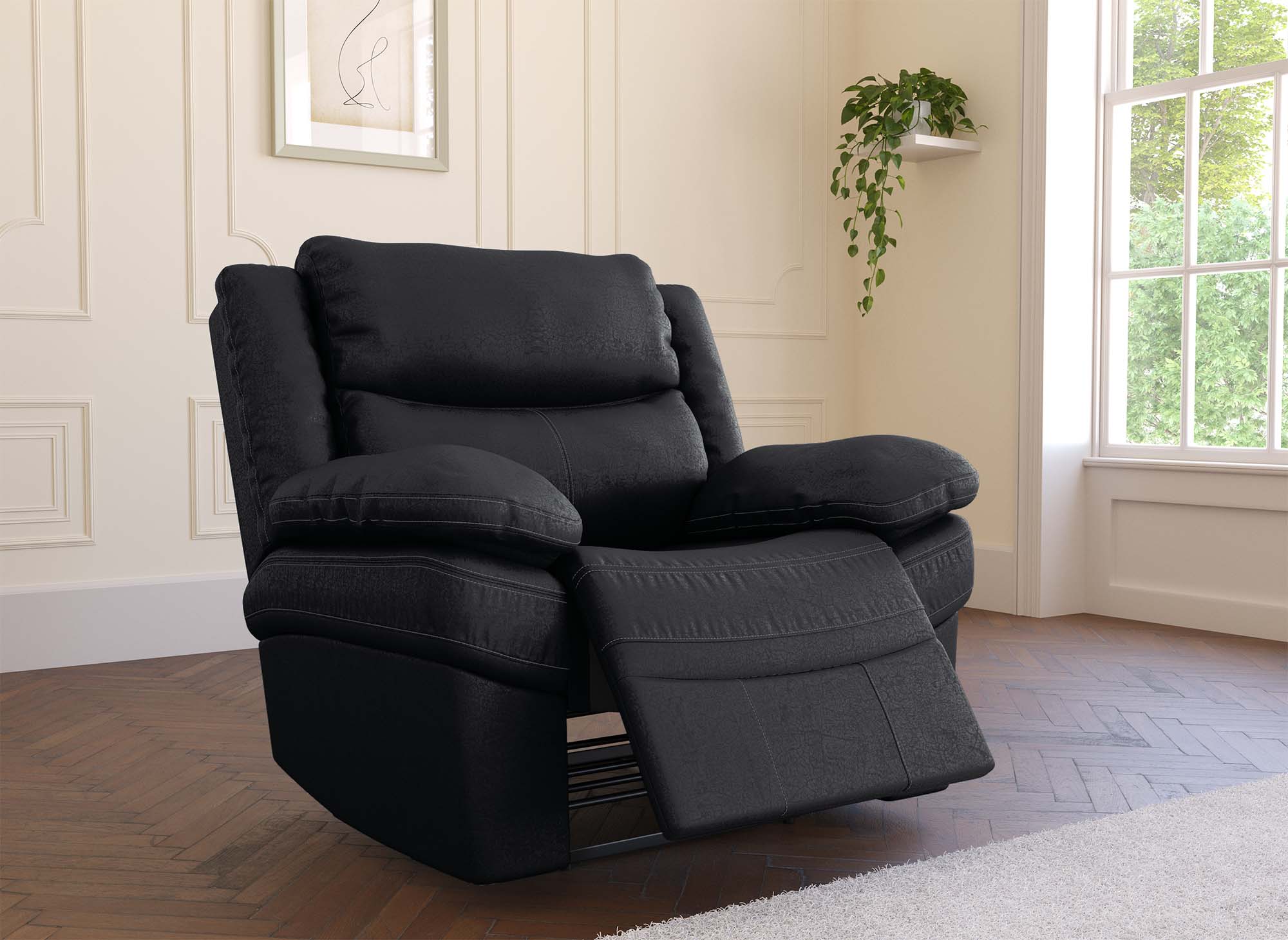 Sillón reclinable eléctrico ALFRED en piel sintética negra