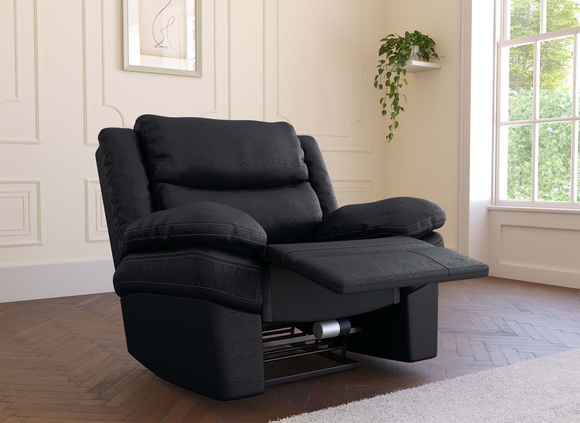 Sillón reclinable eléctrico ALFRED en piel sintética negra