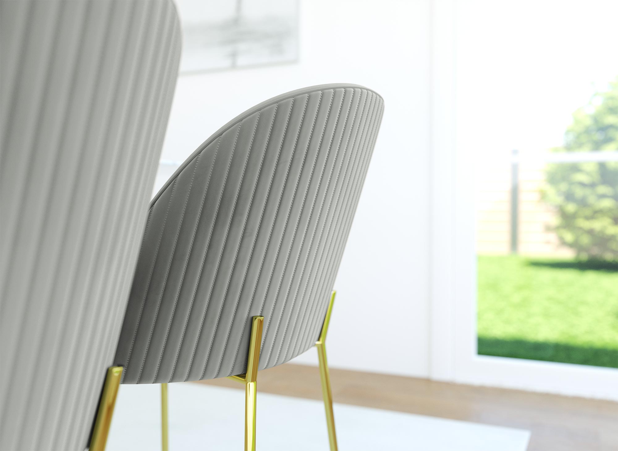 Juego de 2 sillas de diseño ARABEL en terciopelo gris