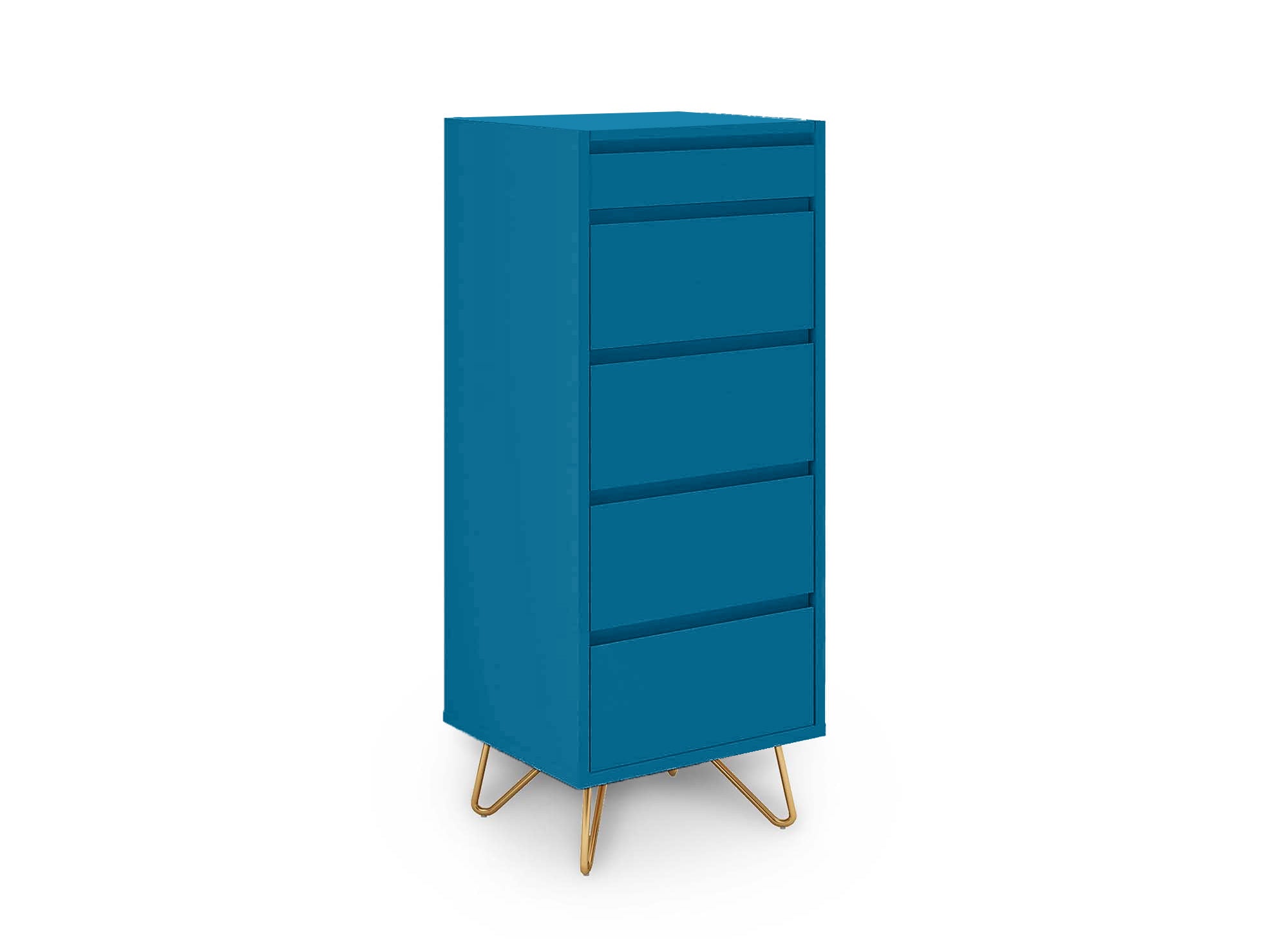 Cómoda DARINA de 4 cajones en color azul pato con tocador integrado