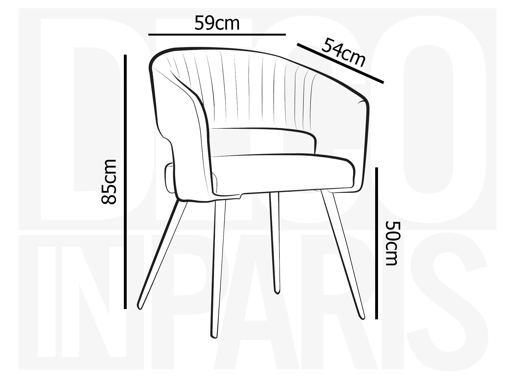 Juego de 2 sillas de diseño GLORIA en terciopelo gris