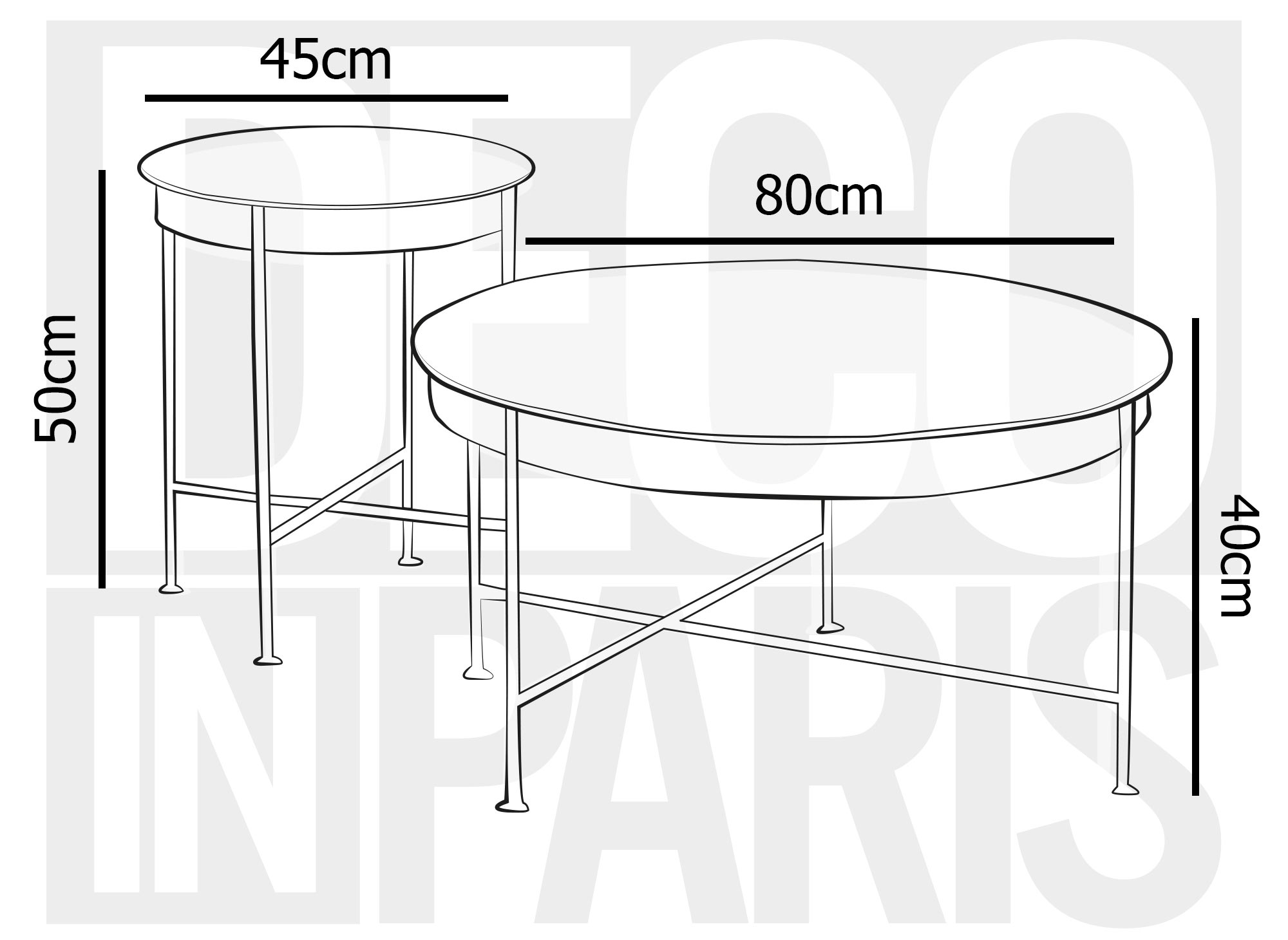 Juego de 2 mesas de centro redondas de cristal y metal MARZIO